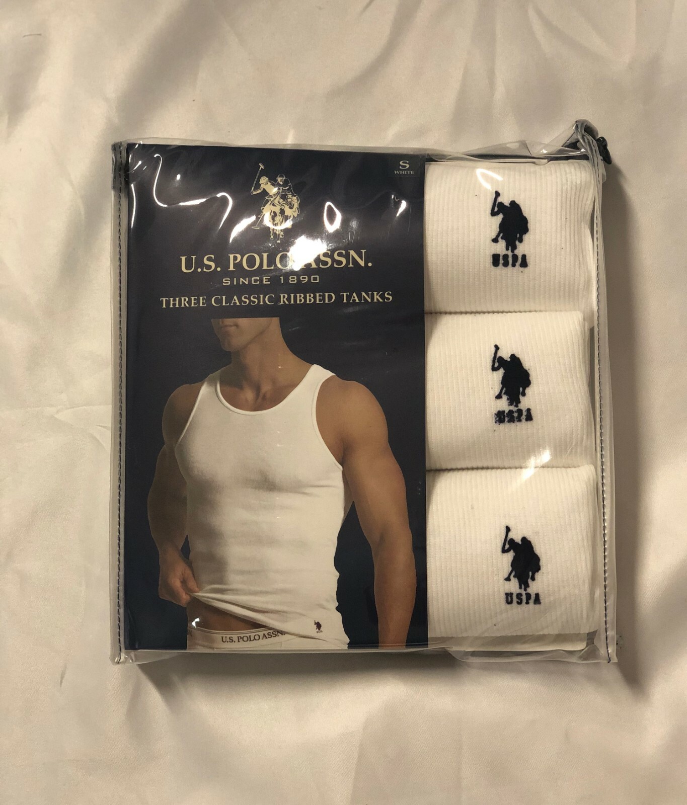 NEW U.S. Polo Assn Men’s 3 Pack Ribbed Tanks A Shirts White Sizes Large ONLY