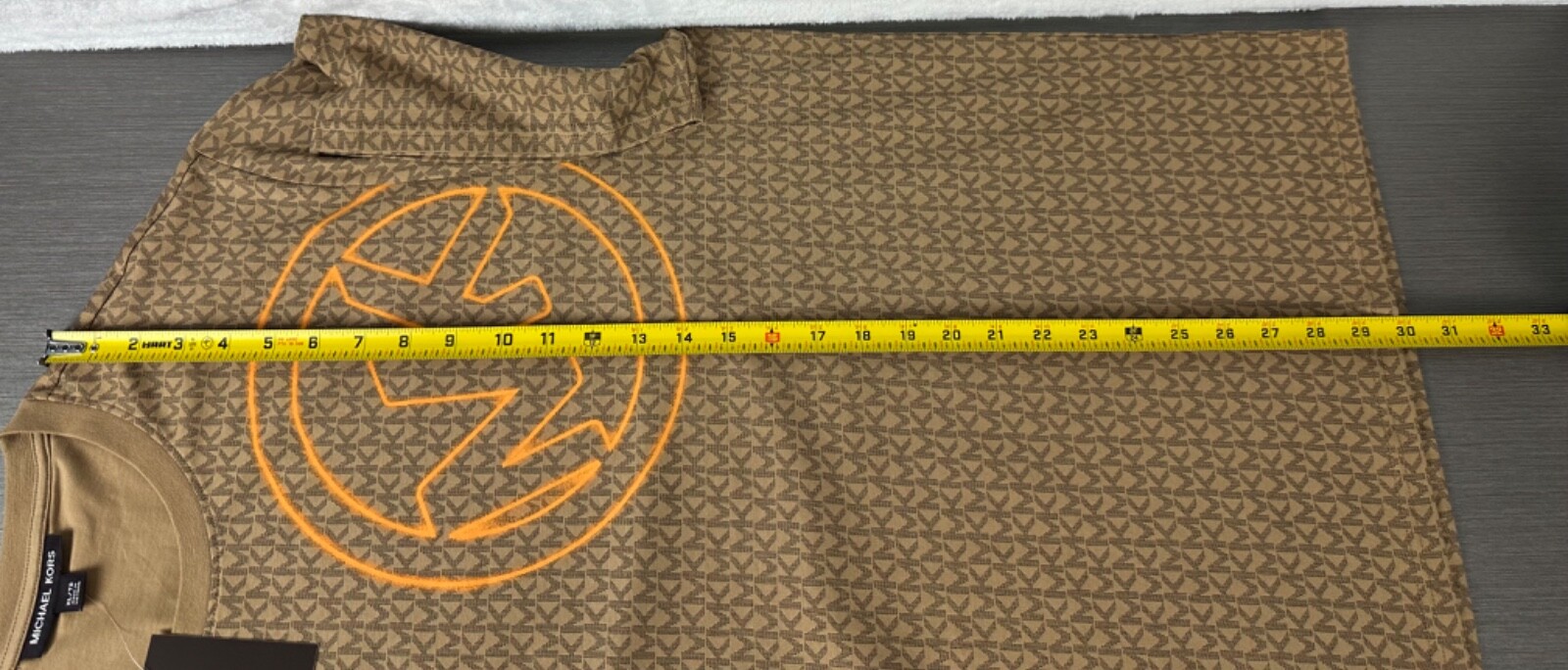 Michael Kors Men’s Camel Brown Graphic MK Signature Logo T-Shirt XL New With Tag