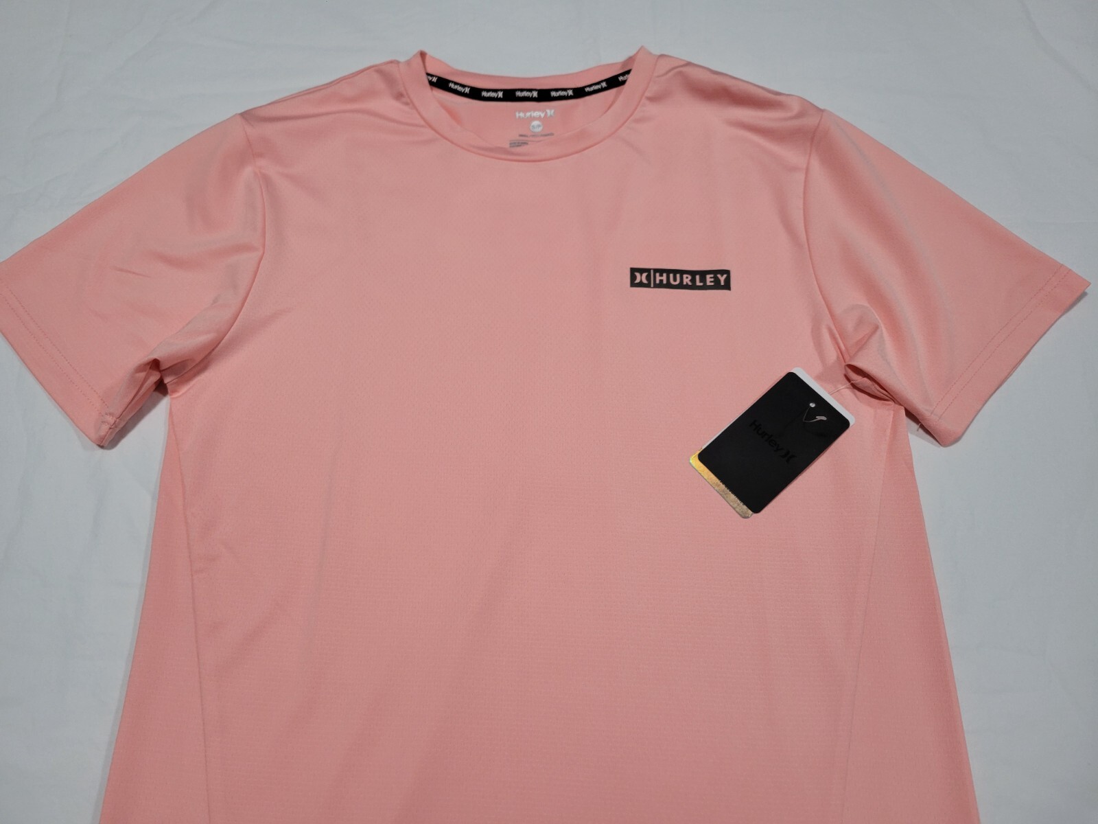 Hurley Mens Performance Essentials Block Logo Apricot Blush Multi Sports Shirt