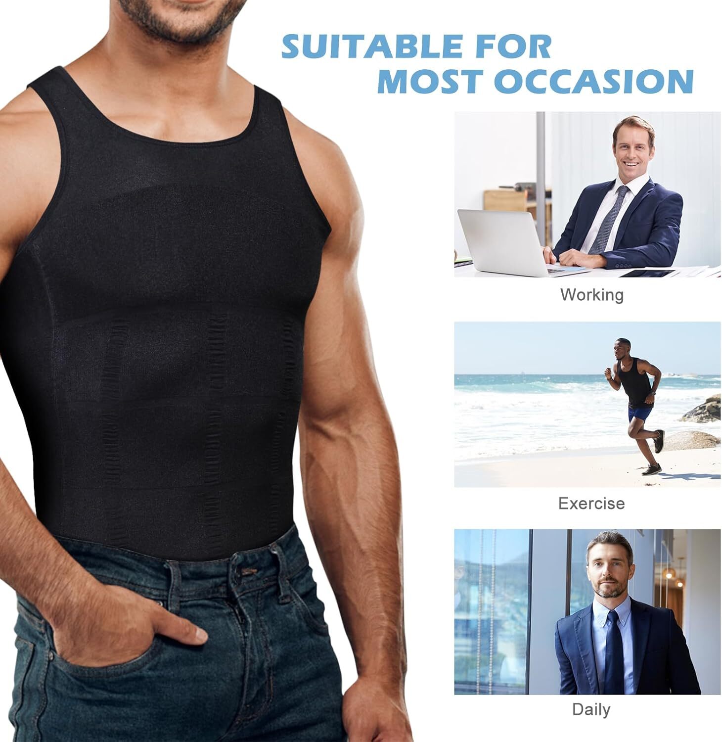 Shaperluv For Men Body Shaper Vest Compression Shirt Tank Fajas camisa de hombre