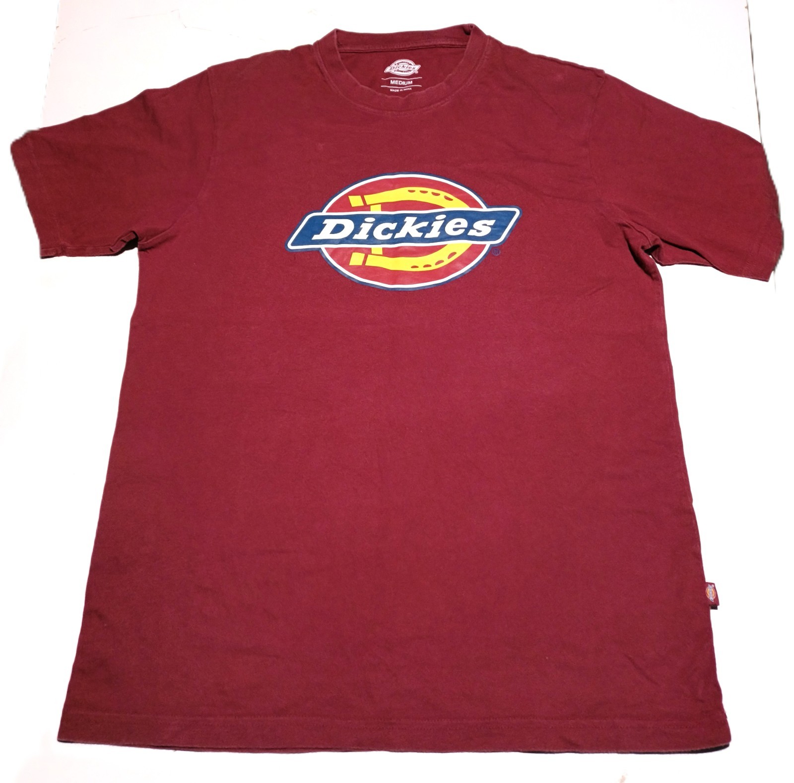 Dickies T-Shirt M Red Burgundy Classic Horseshoe Graphic Logo Cotton Tee Mens