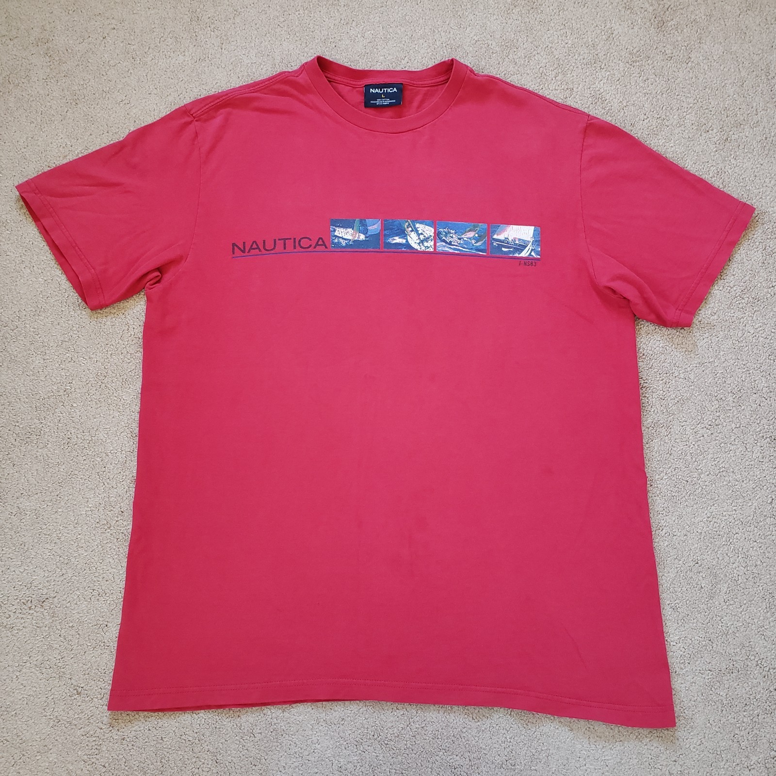 Lot Of 2 Vintage Y2K Nautica Sailing Sz Large Mens T-Shirts Red Yellow NS83