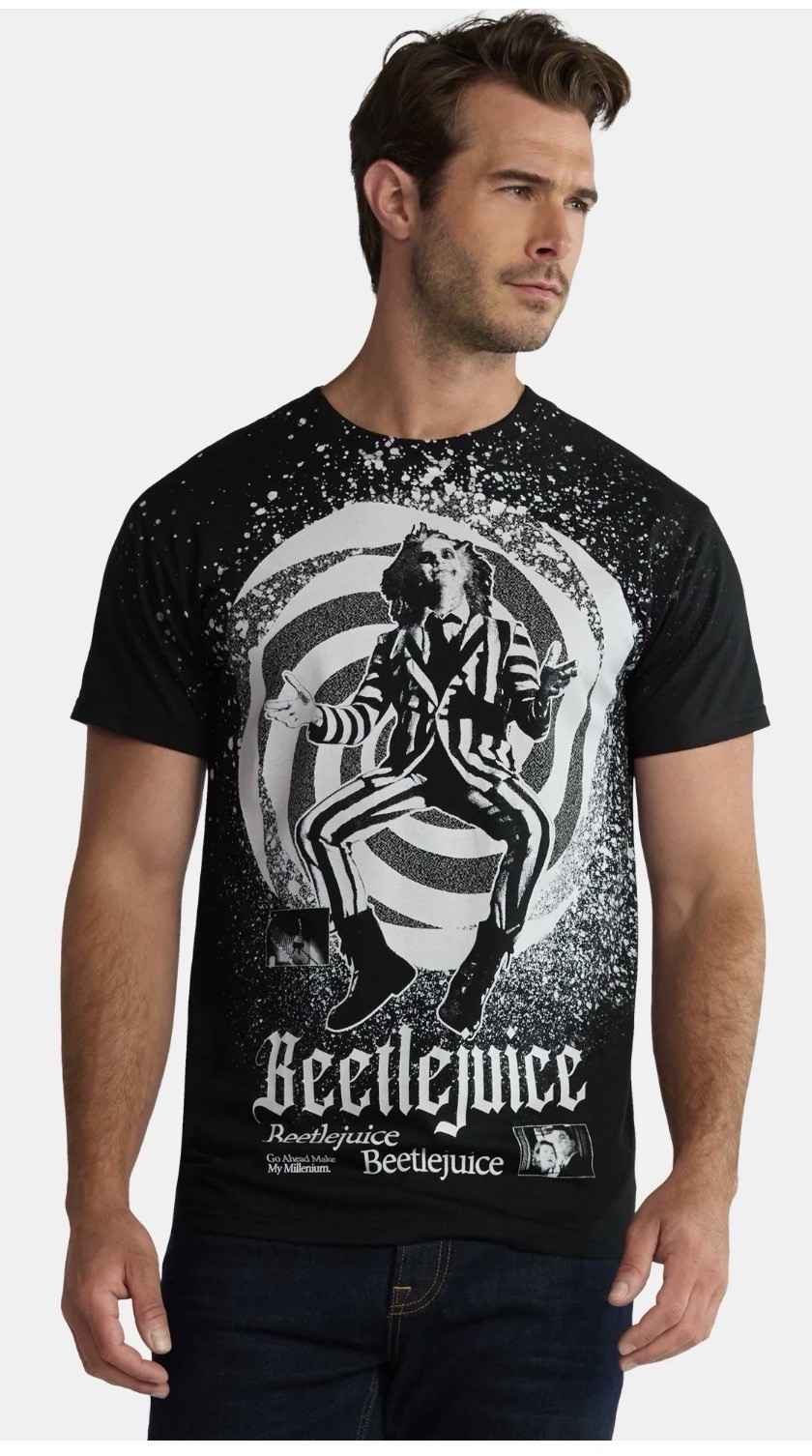 Beetlejuice Millennium Spiral Men Black Graphic Tshirt Size XL New With Tags NWT