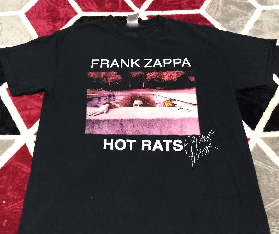 Vtg Frank Zappa Hot Rats Heavy Cotton Black Full Size Men Women Shirt AG94