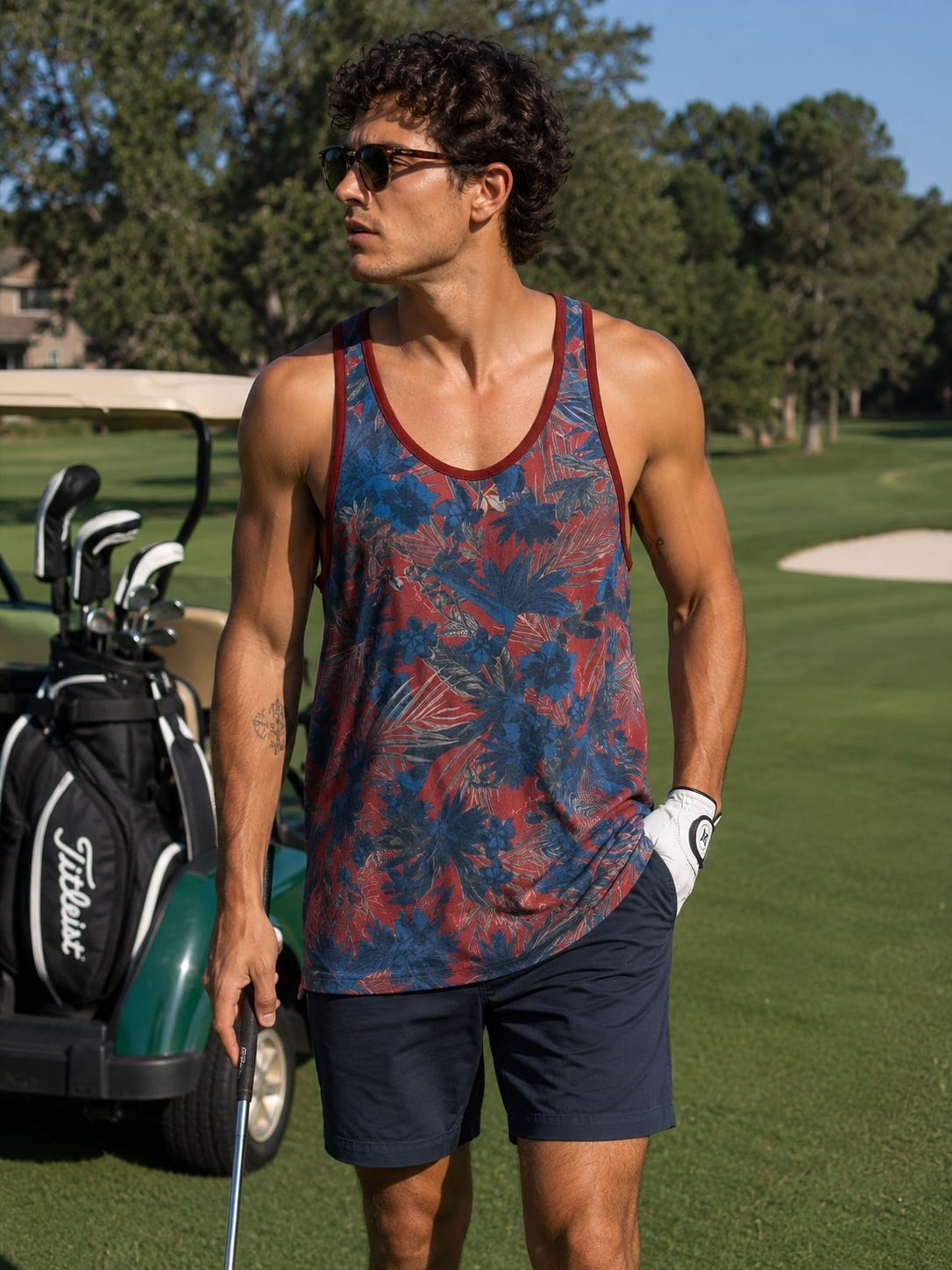 Armani Exchange Men’s XS Slim Fit Tropical Floral Print Tank Top
