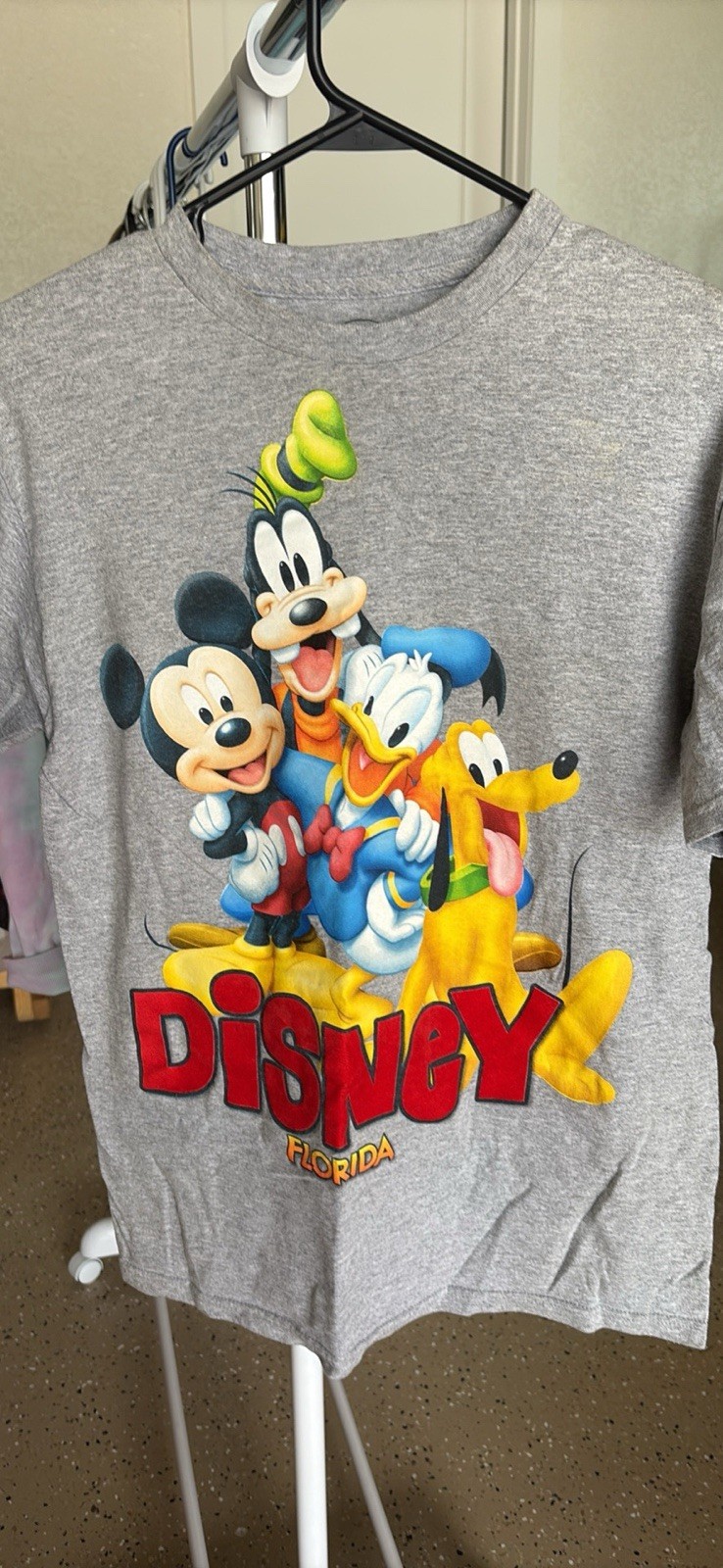 DISNEY Florida Mens Medium T-shirt Mickey Goofy Donald Pluto Big Print