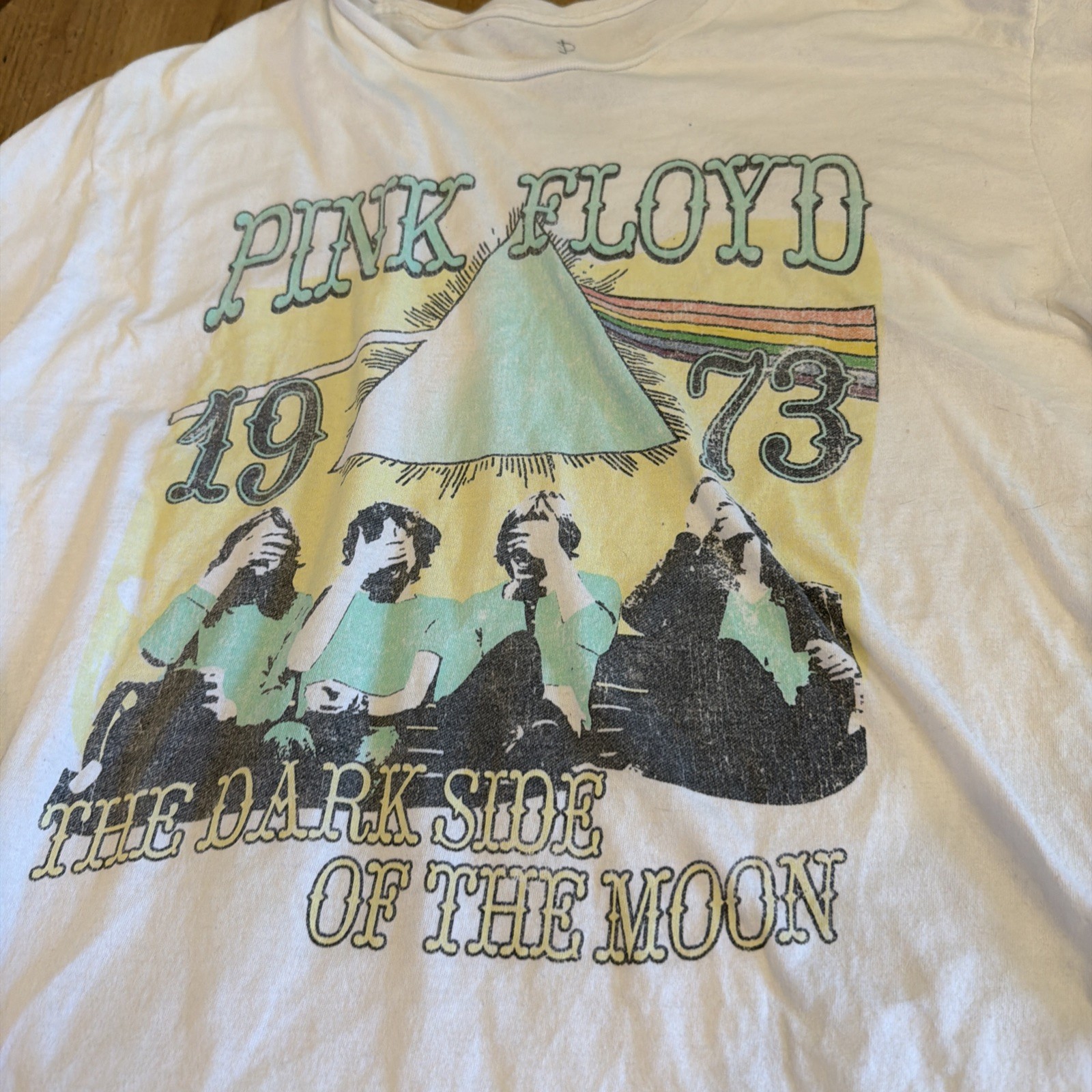 Pink Floyd Dark Side of The Moon T-Shirt Adult XL White Short Sleeve Pink Floyd