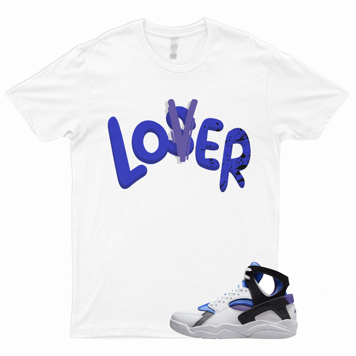 LOVER Shirt to Match Air Flight Huarache OG Varsity Purple Royal Blue Menta Dunk