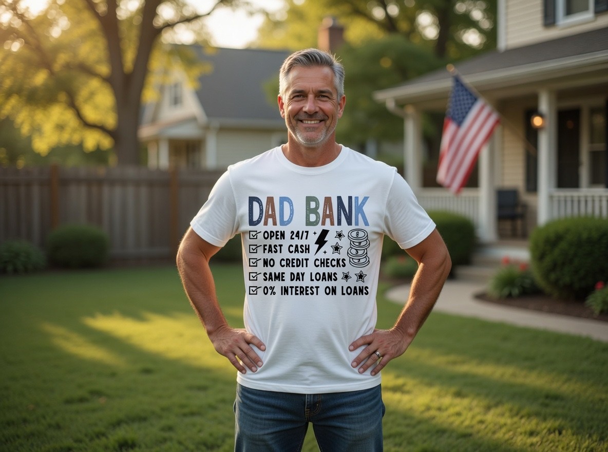 Dad Bank Funny Father’s Day Shirt Open 24/7 No Credit Checks Humor Dad Gift Tee