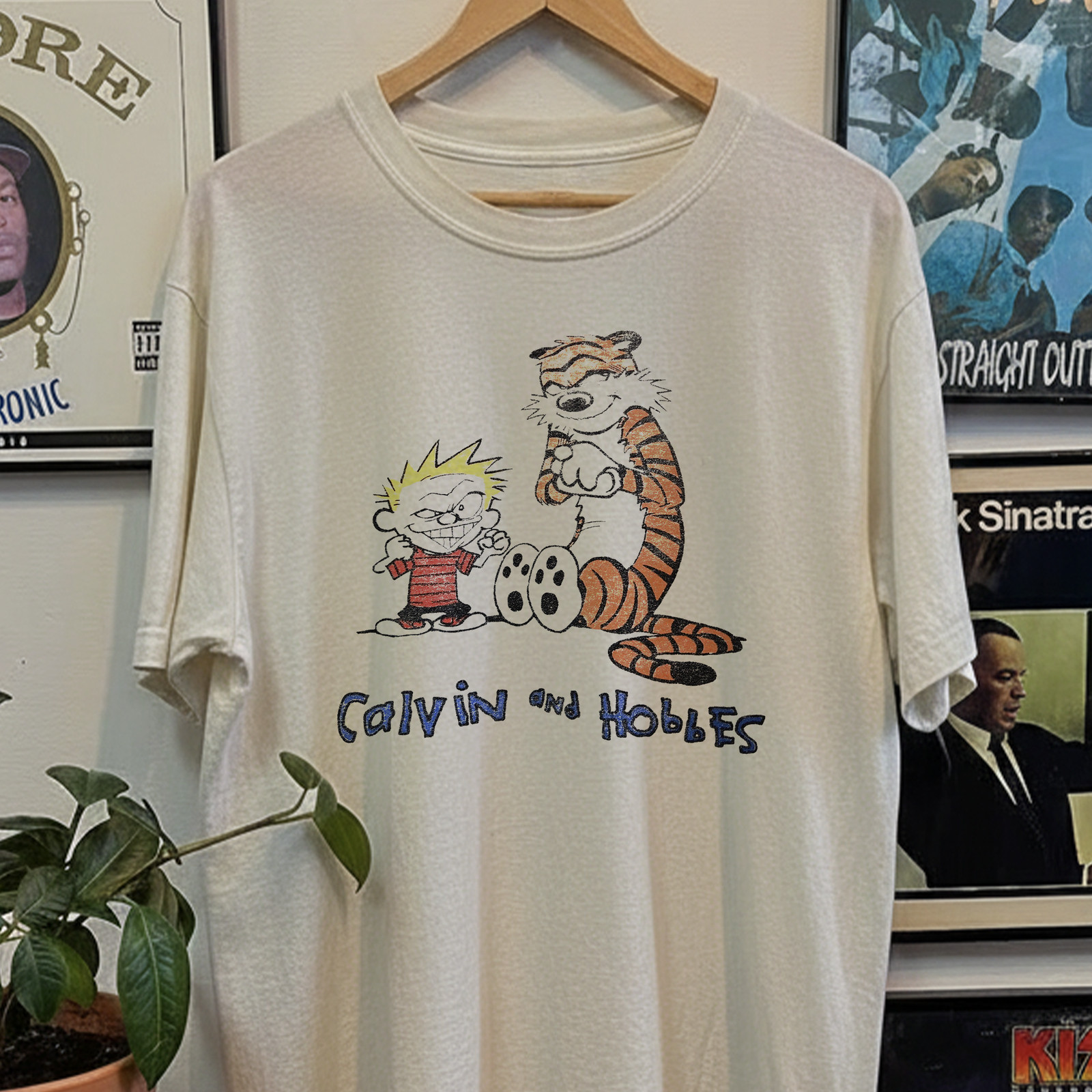 90s Calvin And Hobbes Promo Classic T-Shirt White XL