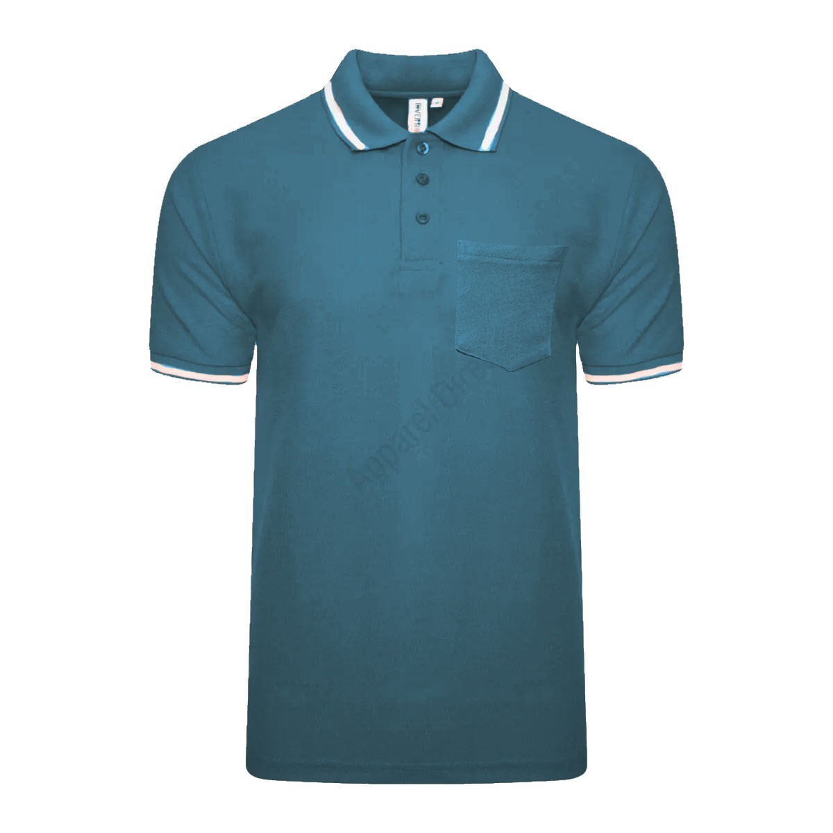 Men’s Polo Short Sleeve Pique Plain Single Tipping Chest Pocket Casual Tee Top
