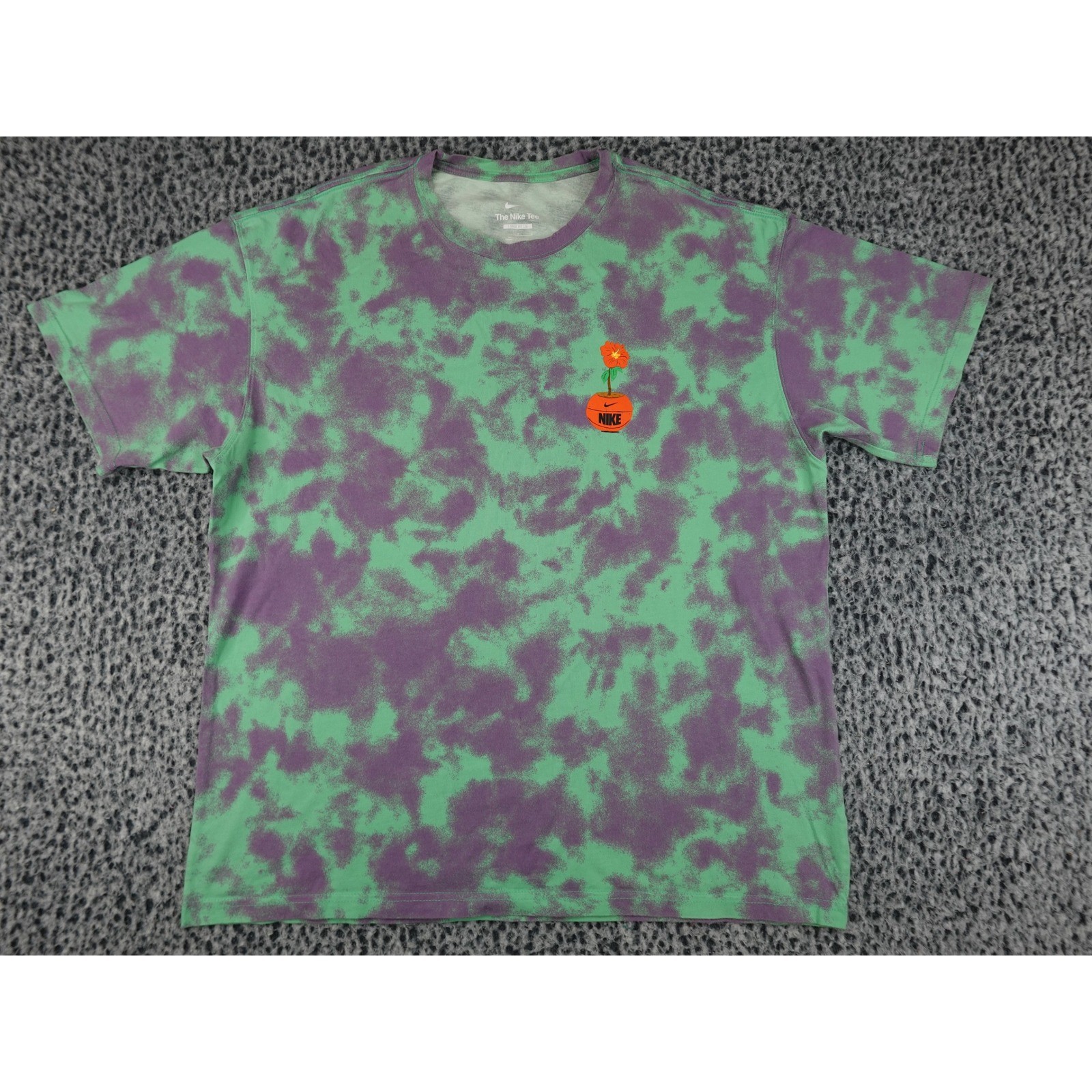 Nike Graphic T-Shirt Mens L Green Purple Tie Dye Basketball FD0065-363