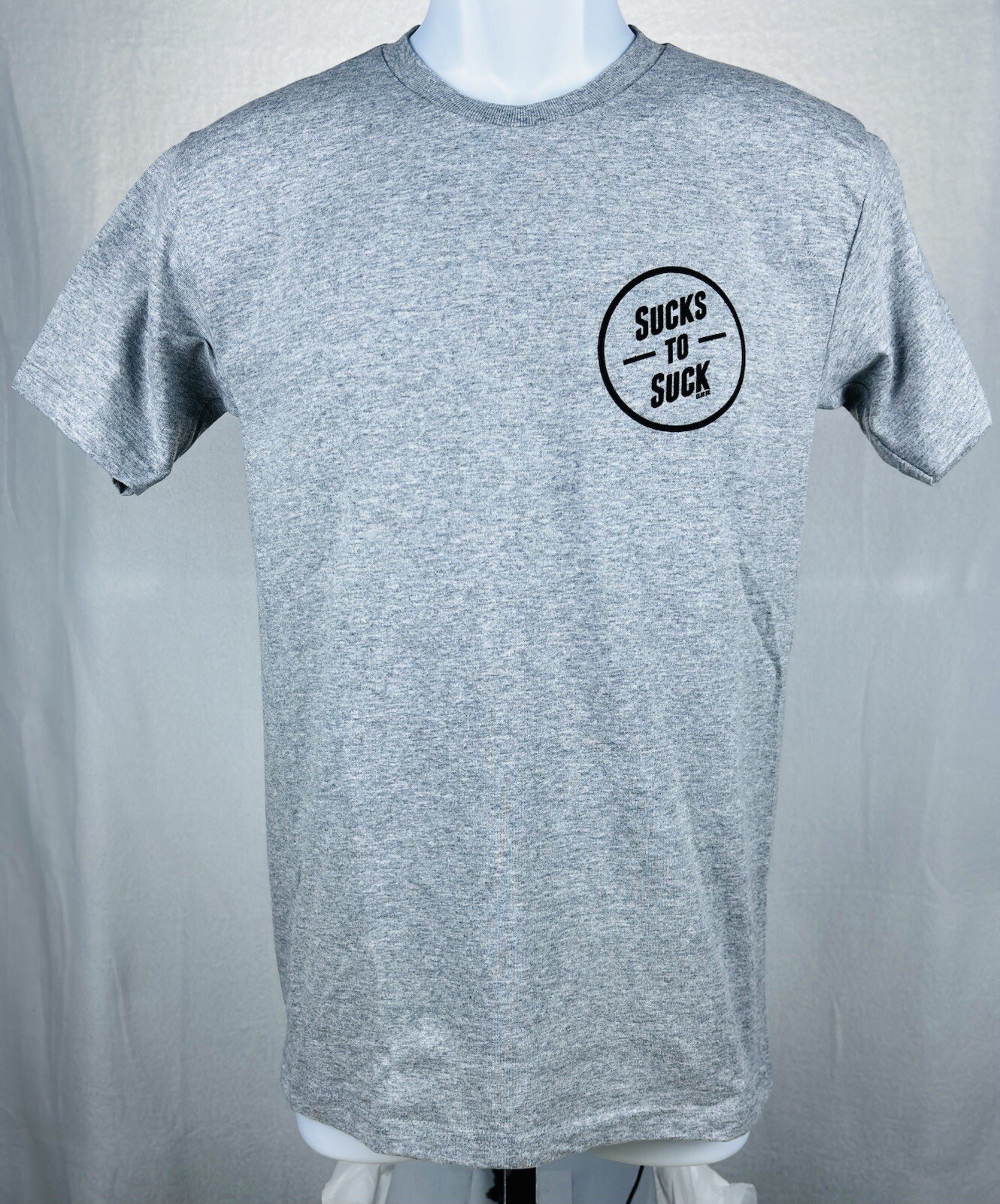 Men’s Gray CLSC Graphic Print Logo Front and Back Sucks To Suck T shirt Size XL