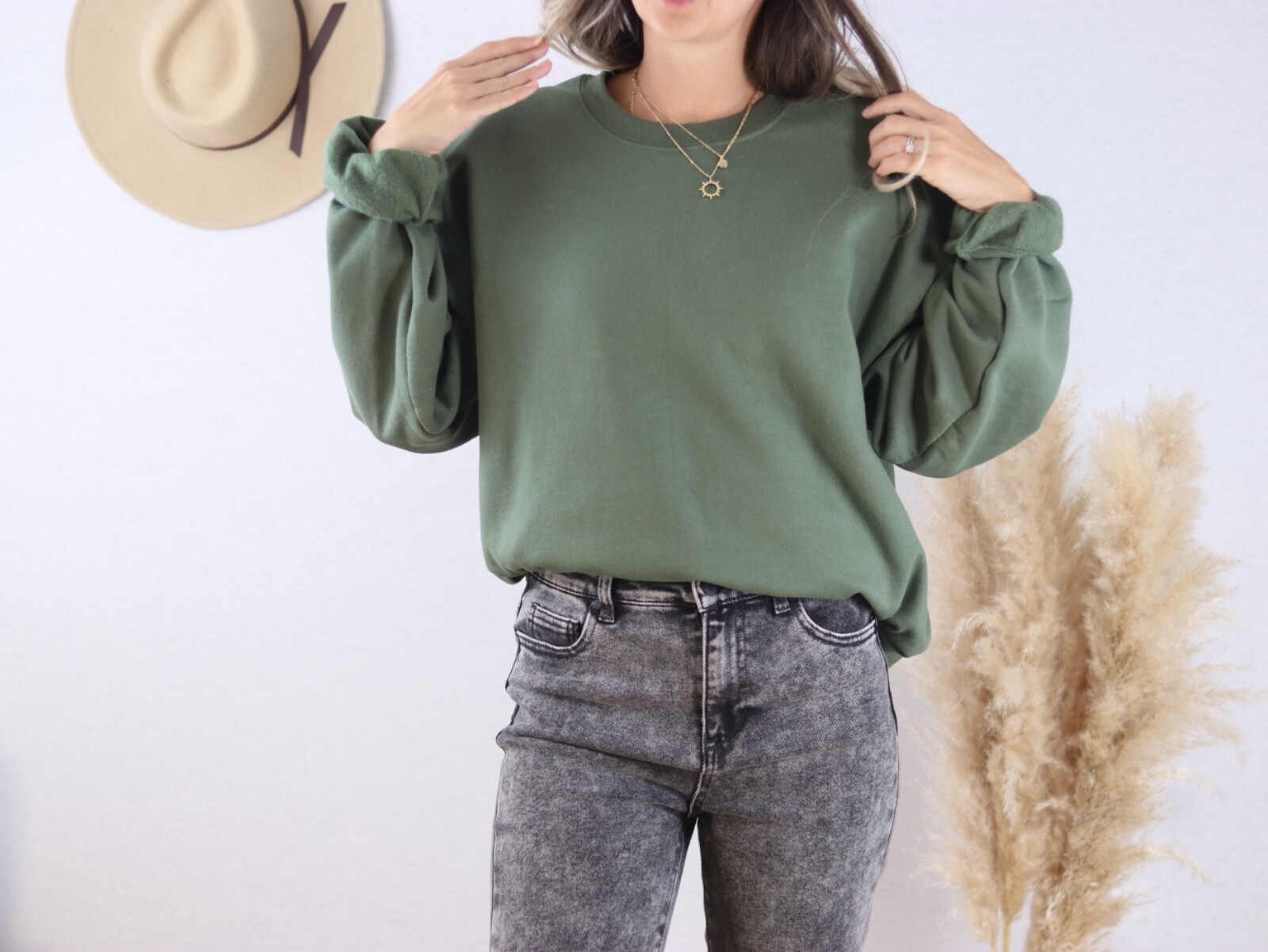 🔥Gildan Heavy Blend Sweatshirt Plain Crewneck Long Sleeve Blank Sweatshirt G180