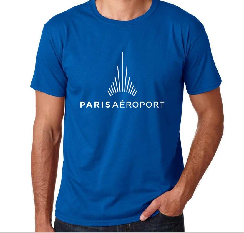 Paris International Airport Tee Shirt Roissy France French Blue Travel Tee Shirt