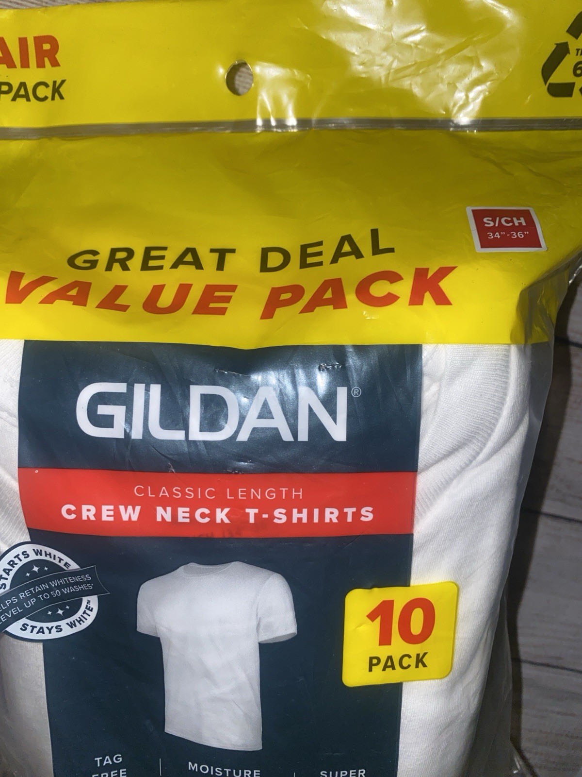 New Gildan Men’s 10 Pack Crew Neck White T-Shirts Small