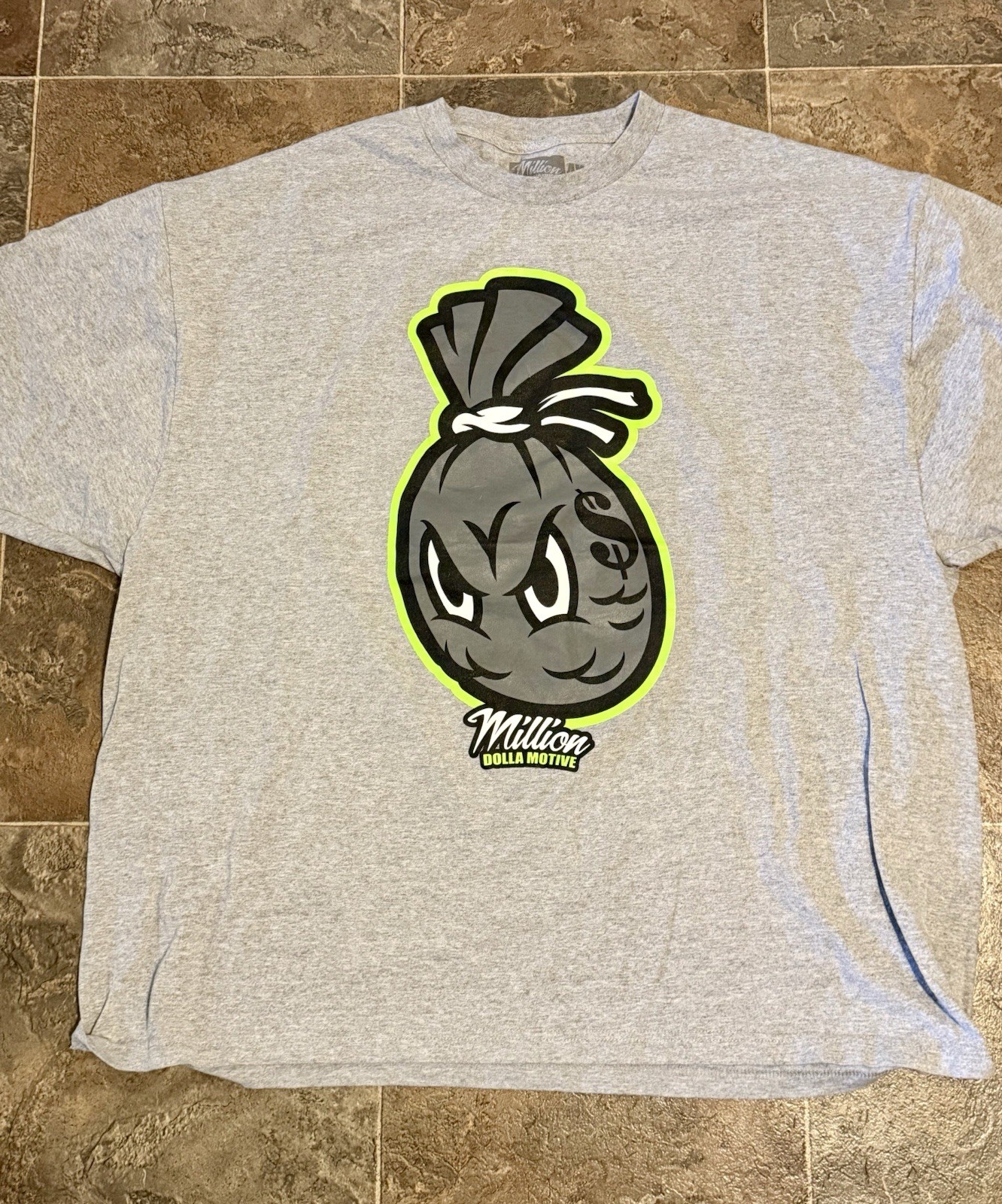 Million Dolla Motive Shirt Mens 4X Retro Money Bag Gray Urban