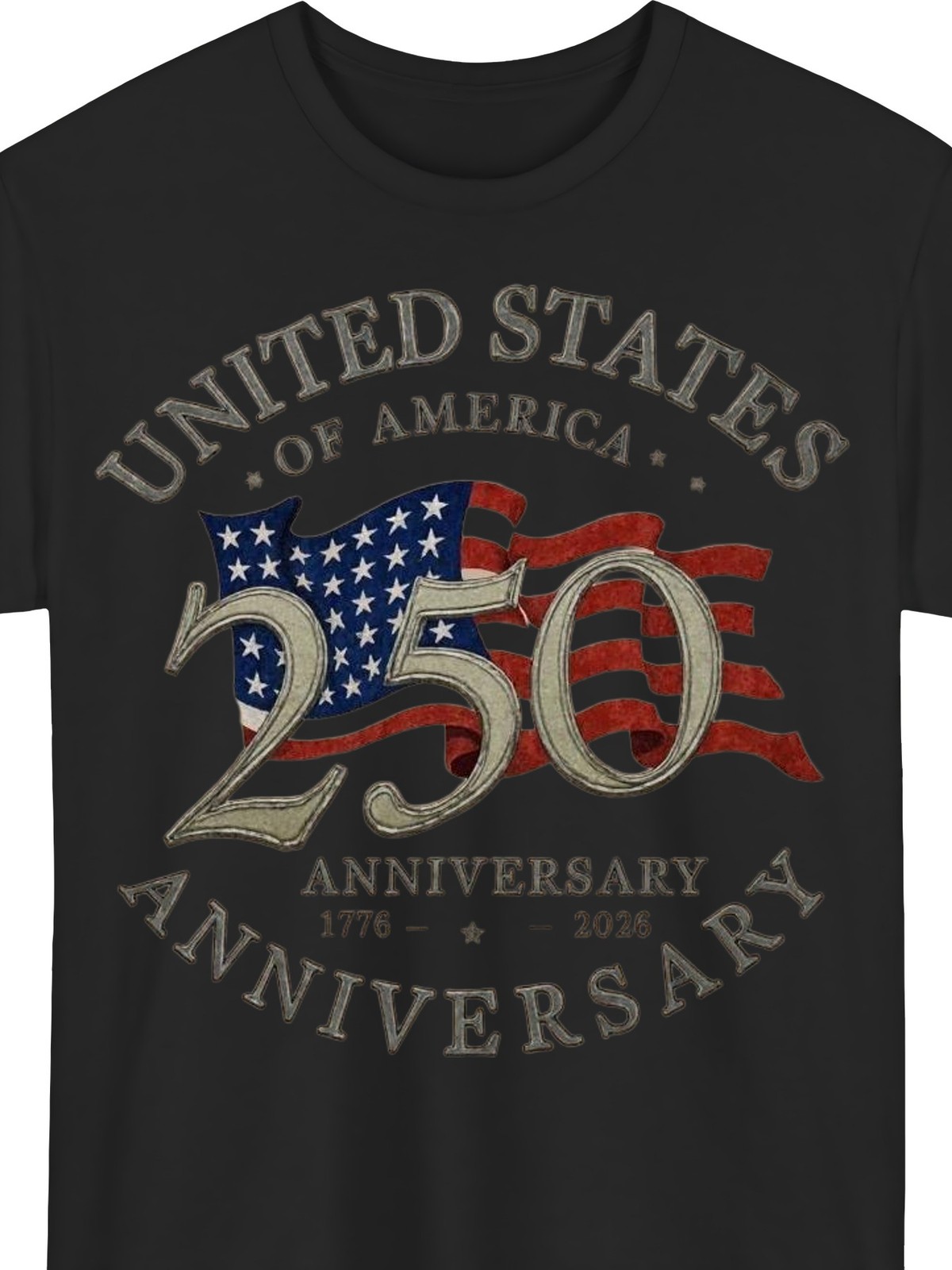 USA 250th Anniversary T Shirt 1776 2026 Flag Heritage Patriotic Graphic Tee
