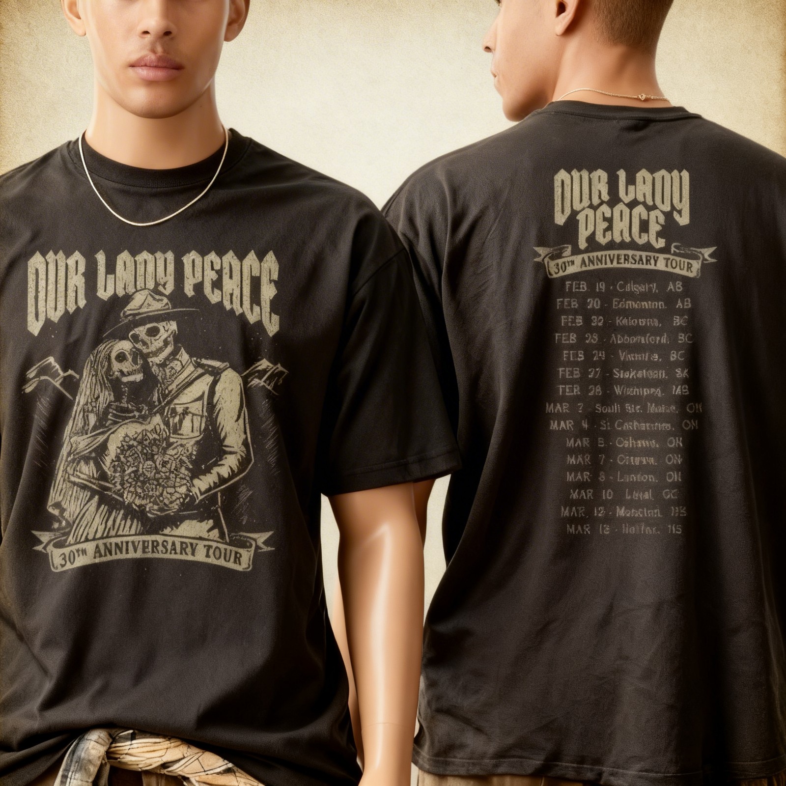 Our Lady Peace 30th Anniversary Tour 2025 Dates Skeletons T-Shirt