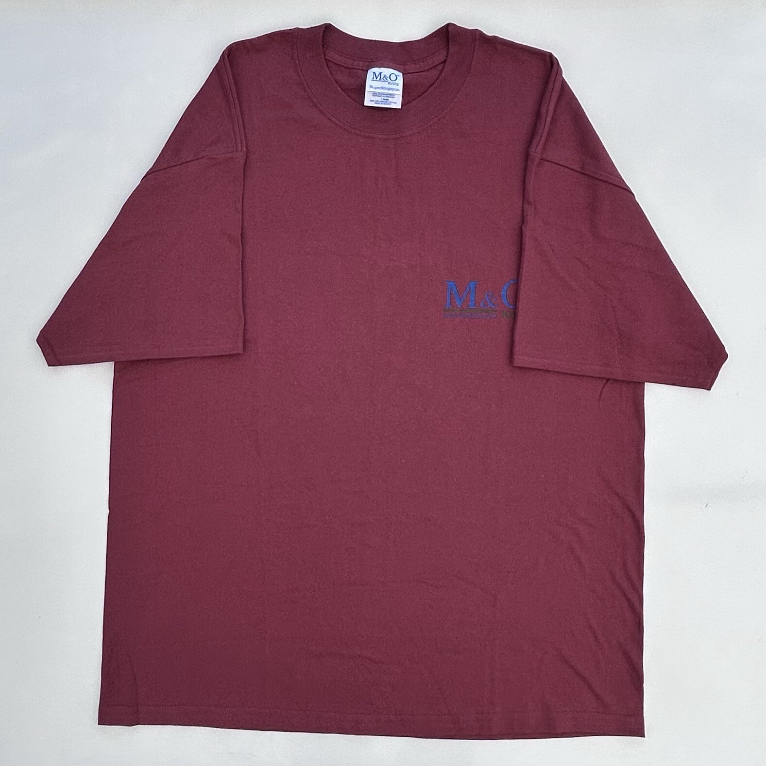 Vintage M&O Knits Logo Promo T Shirt Size Men’s XL New Without Tags Maroon Y2K