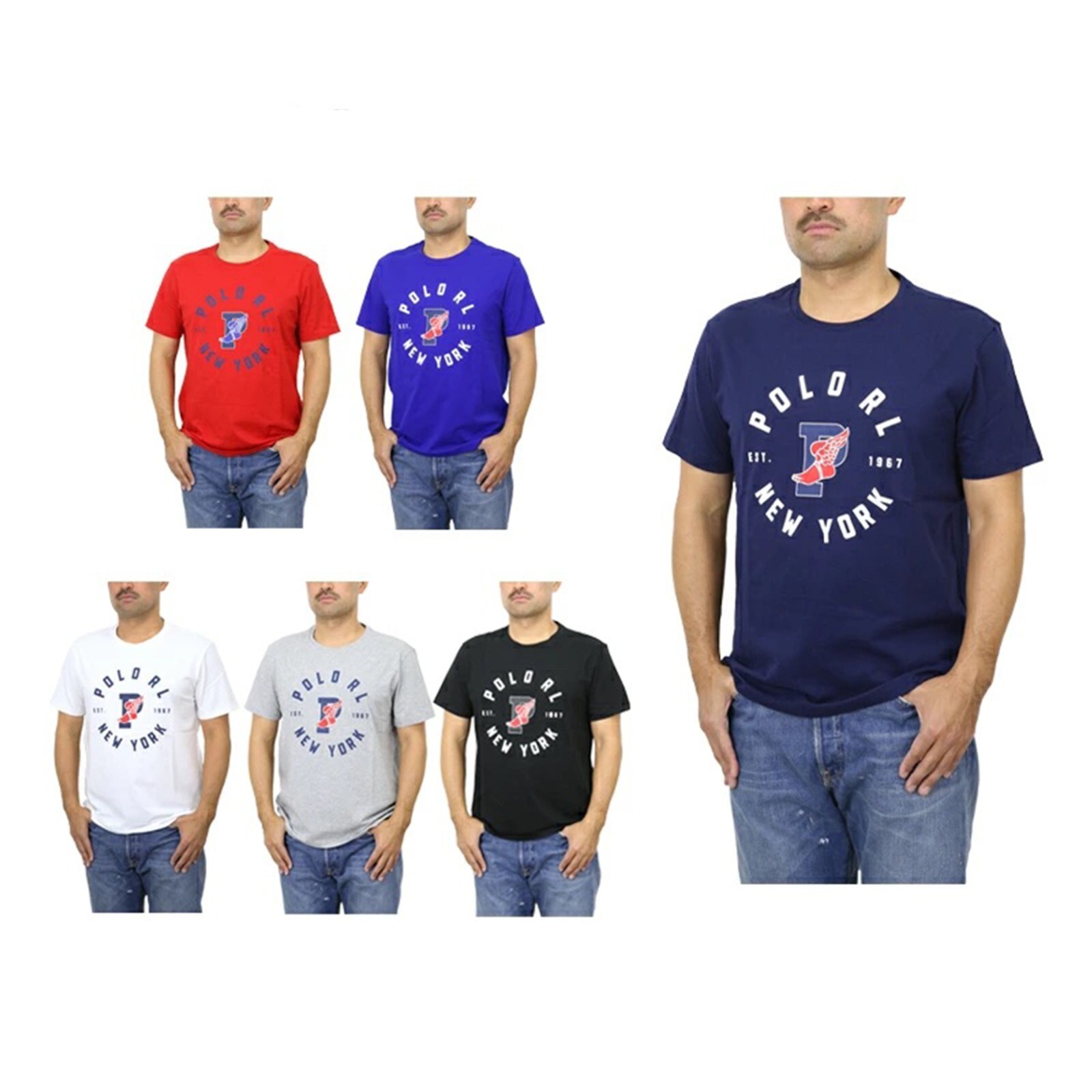 Polo Ralph Lauren Men’s Crewneck T-shirt with P wing, New York – 6 color options