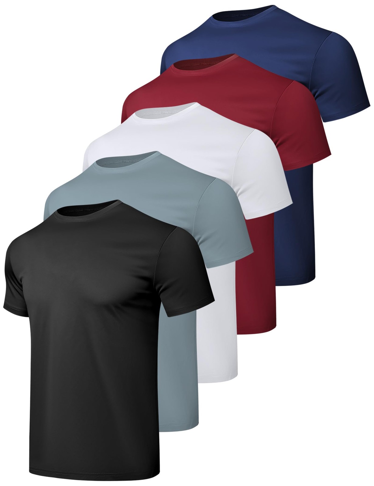 5 Pack Workout Shirts for Men Athletic Running Gym Quick Dry Short Sleeve Per…