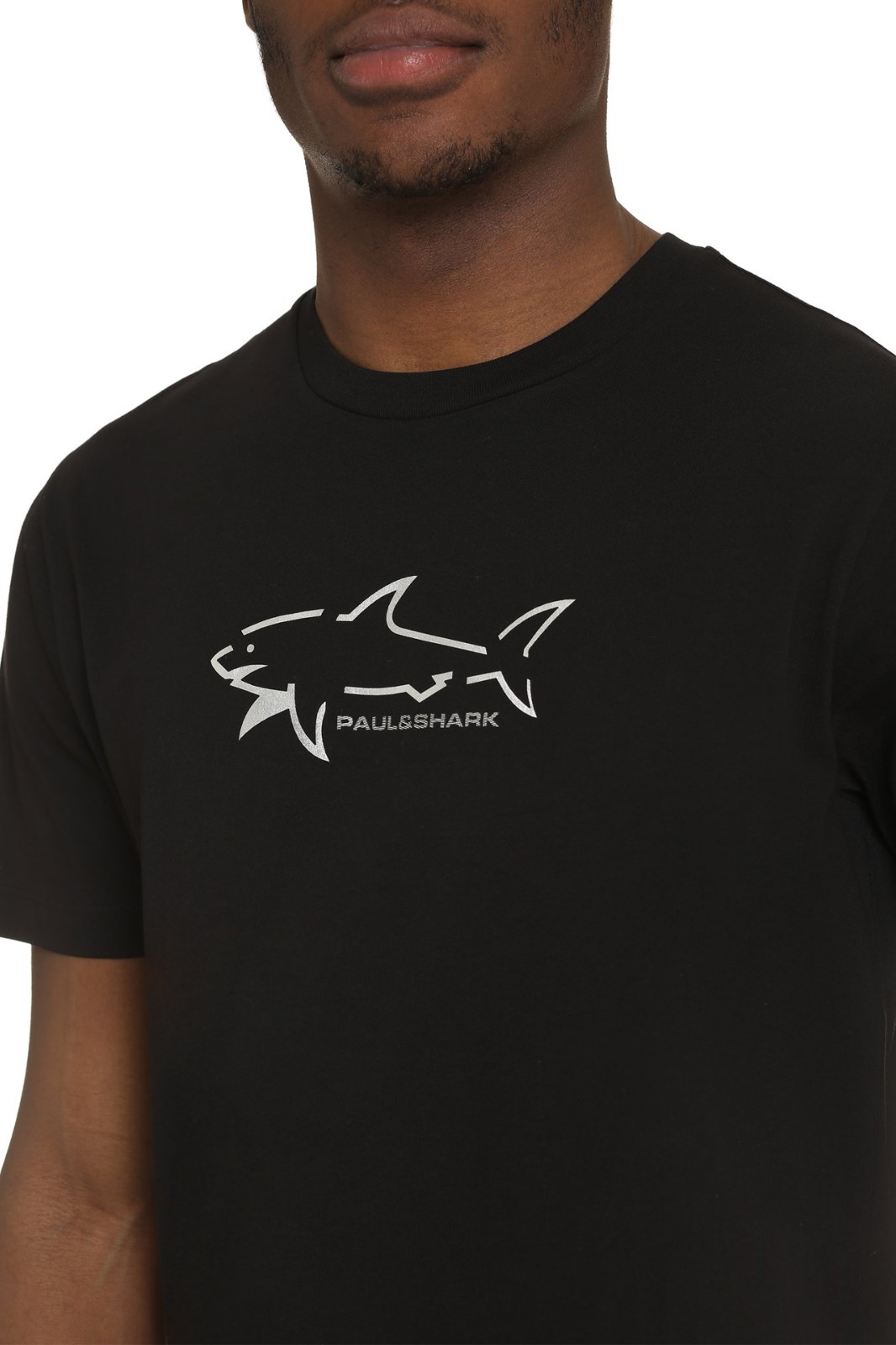 Paul & Shark Mens Big Shark Logo Black T-Shirts Cotton S M L XL XXL