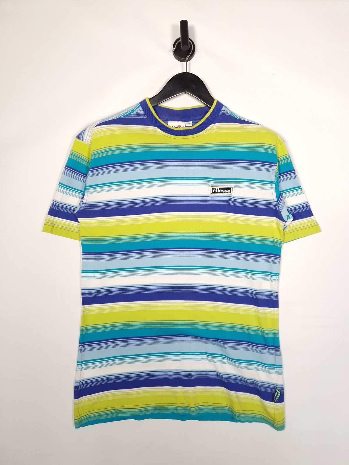 Ellesse T-Shirt Size Small Men’s Multicoloured Striped Cotton Casual Crew Neck