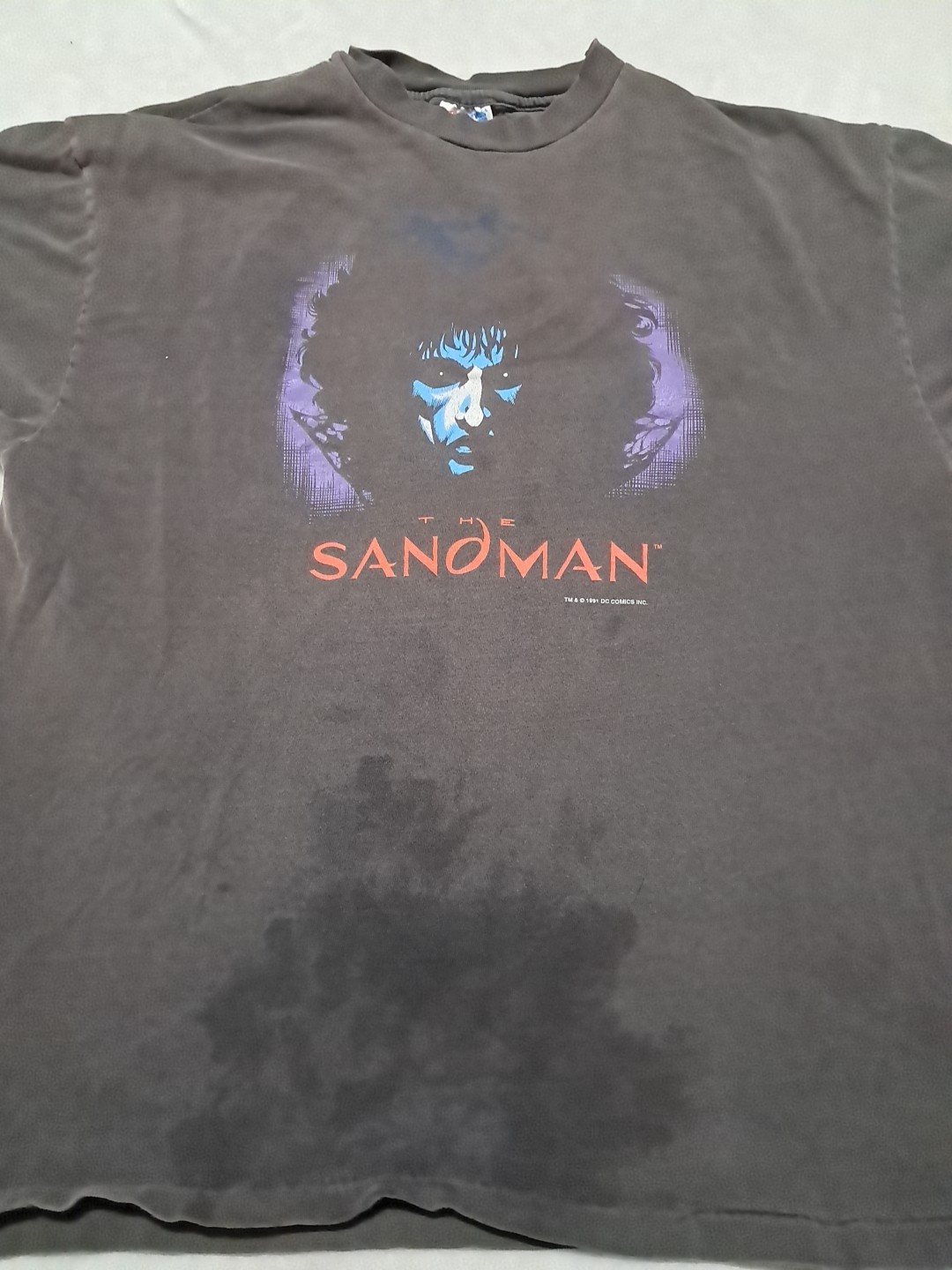 2 Vtg The Sandman DC Comics Faded T-Shirt Black Size XL Graphitti 90s See Pics