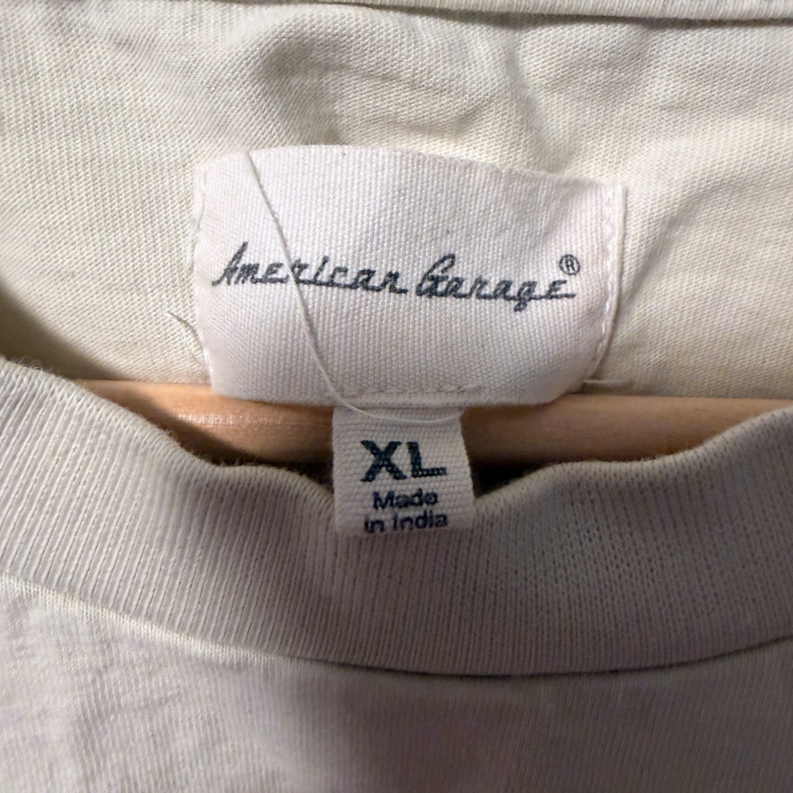 American Garage Shirt Salmon Fish Graphic Mens XL Tan Short Sleeve Cotton Tee