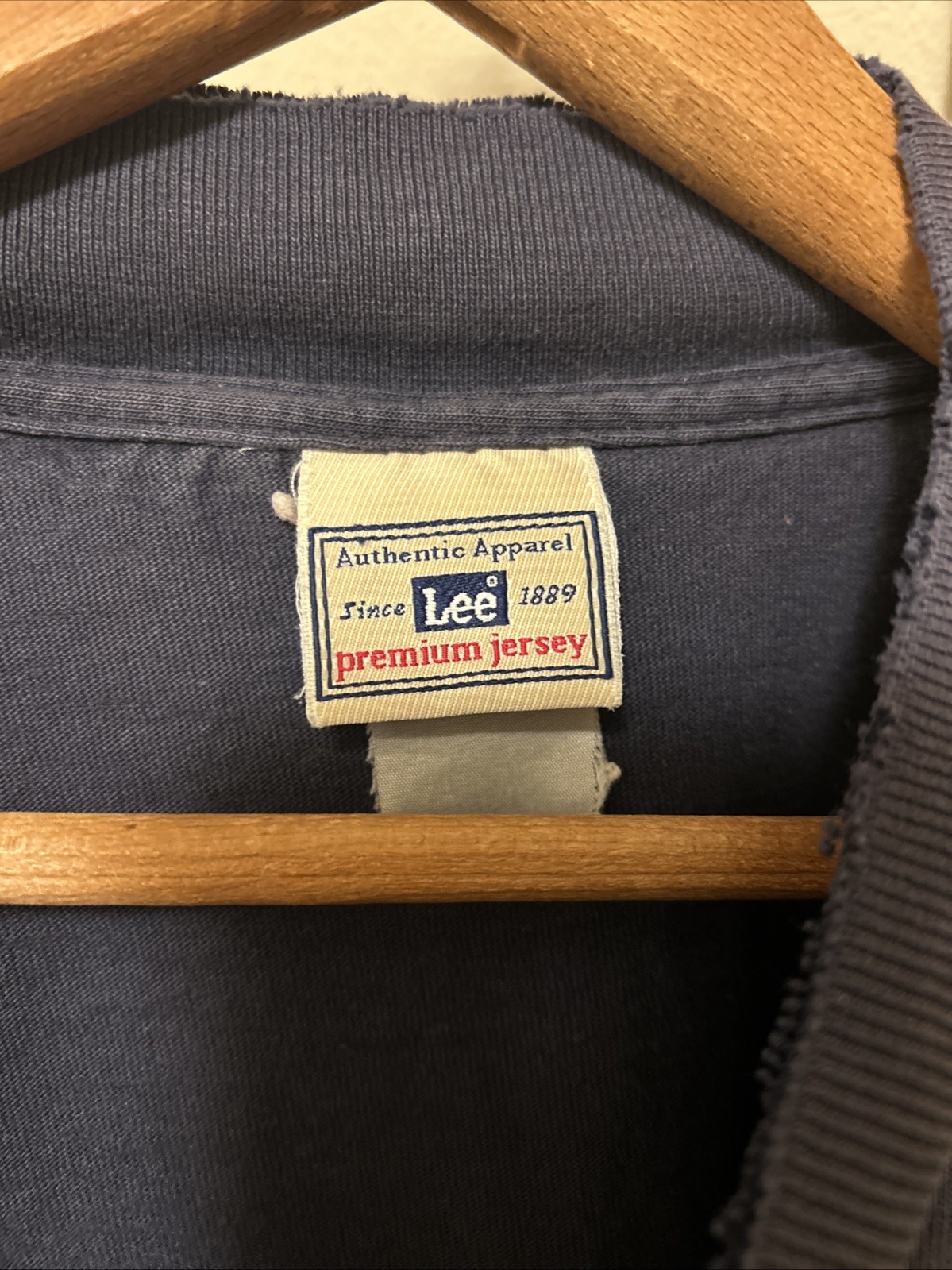 LEE vintage 90s SUN FADED Distressed Navy Long Sleeve GRUNGE Mock Neck Shirt XL