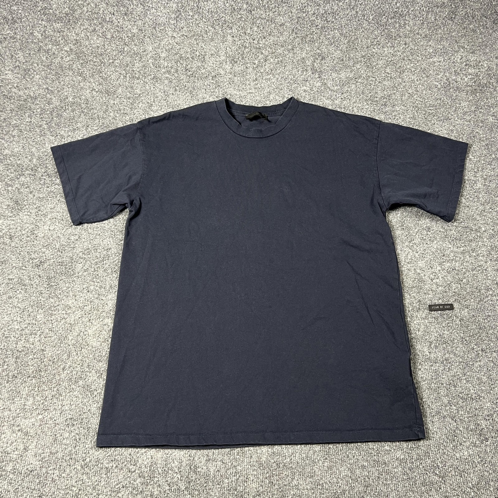 Fear Of God Shirt Mens XL Navy Blue 7 Back Graphic Made USA Cotton Flaw