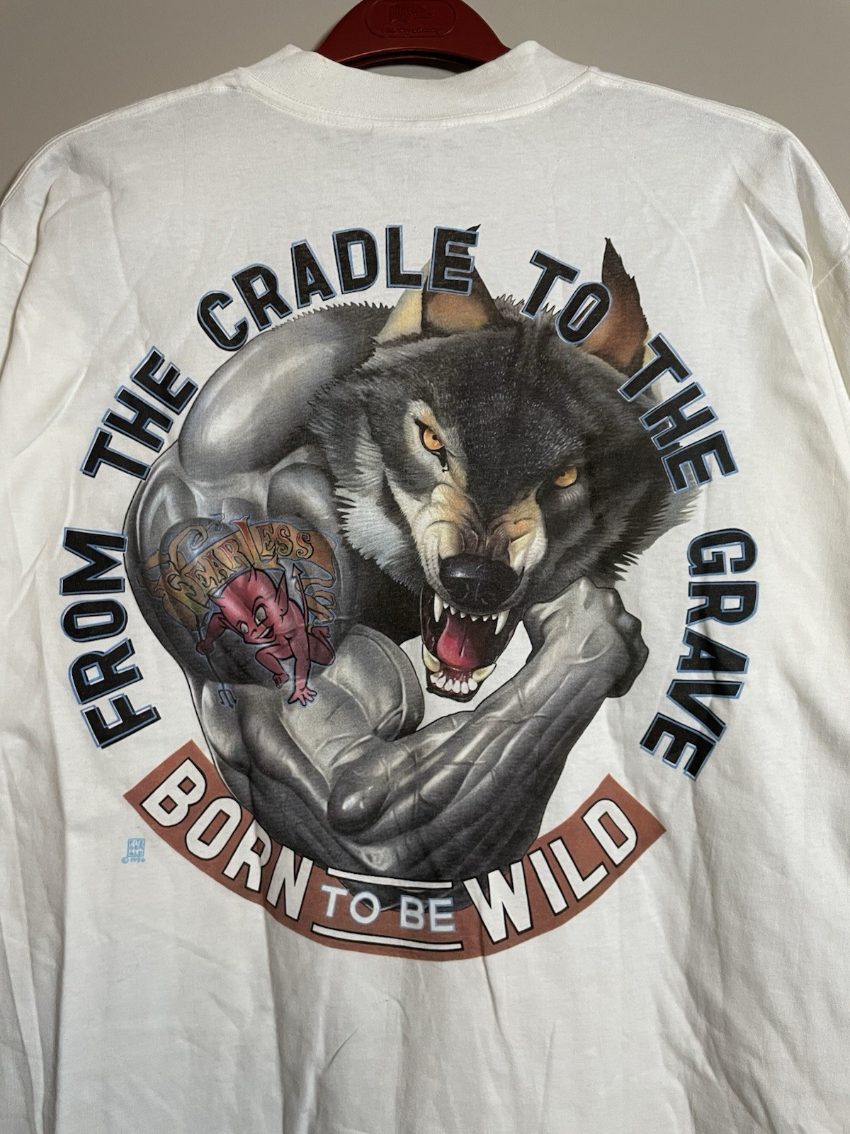 Vintage Muscle Designs Cradle To The Grave Bodybuilding Wolf Mens XL (A566)