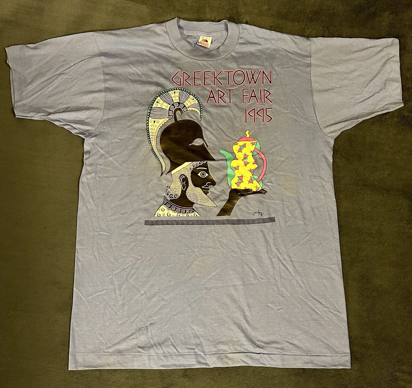 Scarce 1995 Greektown Art Festival FOTL T-Shirt Achilles Art Signed By John Long
