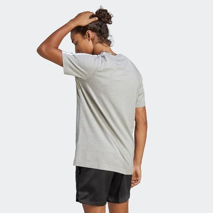 adidas Men’s Essentials Single Jersey 3-Stripes T-Shirt – Medium Grey, K2(B451T)