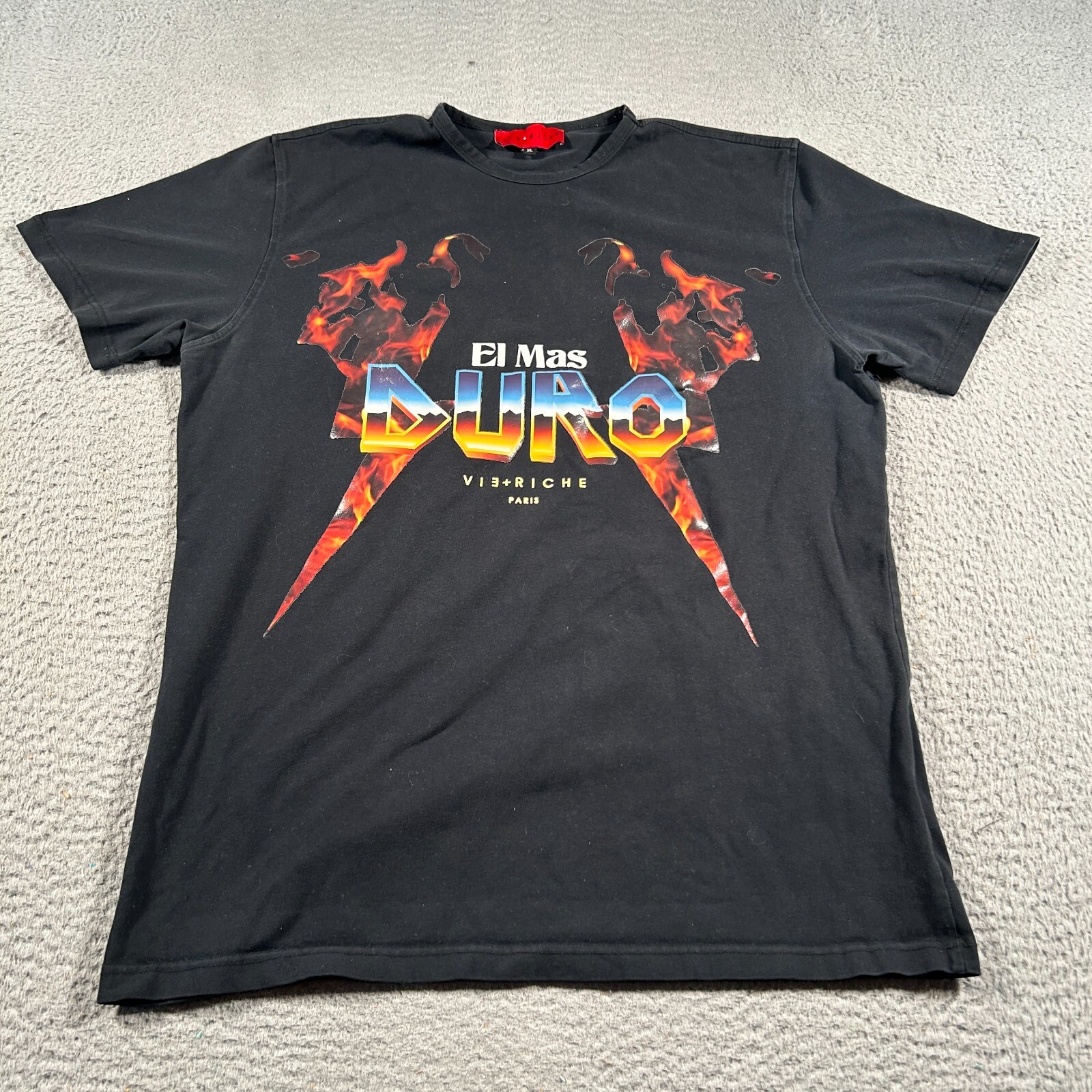 Vie Riche Shirt Men XL Black El Más Duro Flame Music Hip Hop Rock Pullover Tee