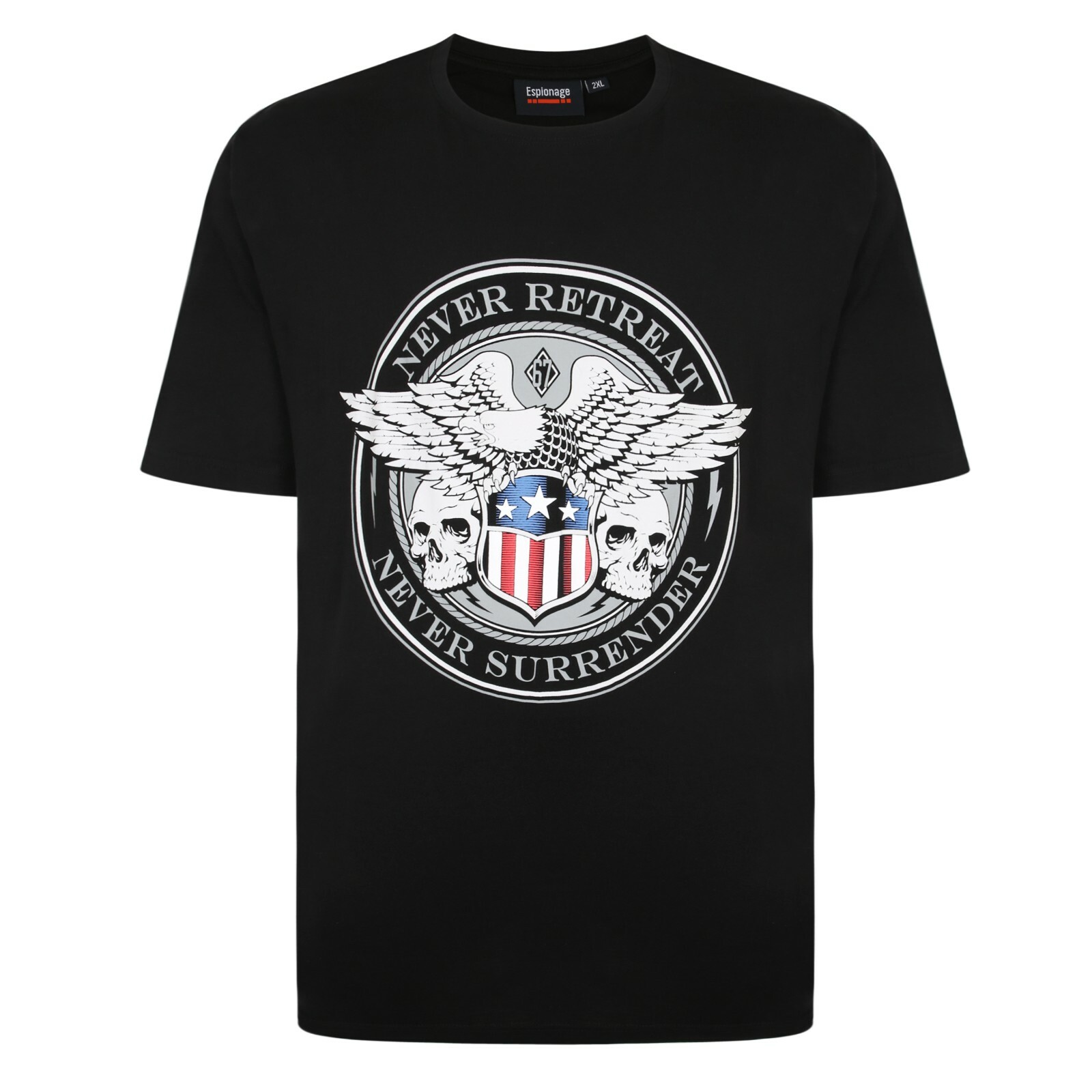 NEW IN ESPIONAGE BLACK NEVER SURRENDER TEE SHIRT T337 2XL3XL 4XL5XL6XL7XL8XL