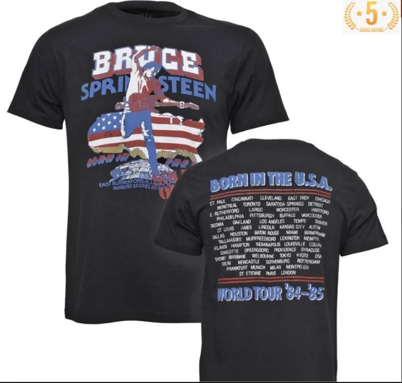 Bruce Springsteen Born In The USA 85 Tour T Shirt Black New S-5XL unisex
