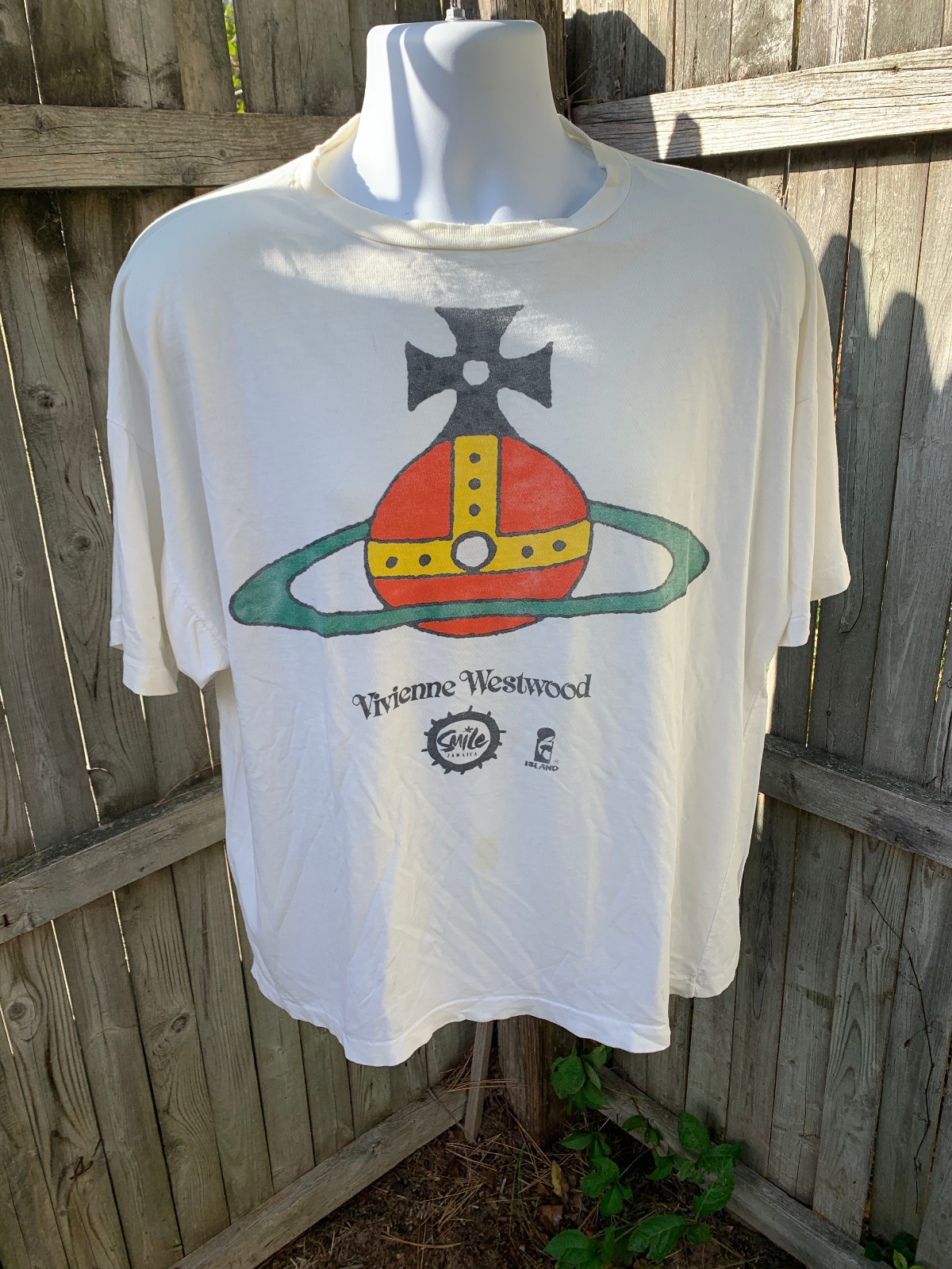Vtg VIVIENNE WESTWOOD 1990’s x “ISLAND” “Smile Jamaica” Orb “TOM BOY” T shirt