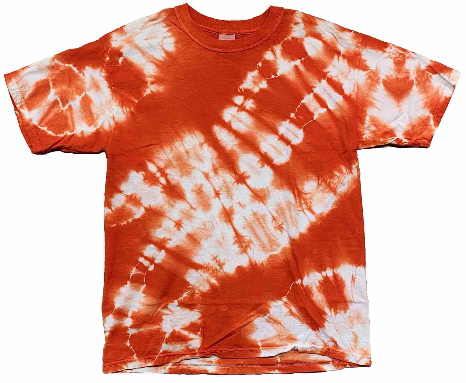 Tie Dye T-Shirt Size Large Orange & White 100% Cotton