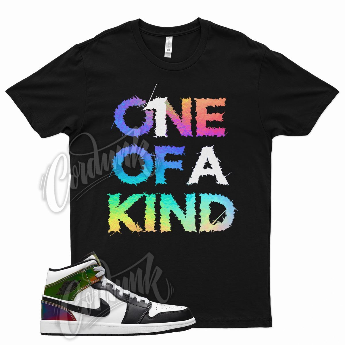 Black 1OAK T Shirt for Air J1 1 Color Change Heat Reactive Hologram Black