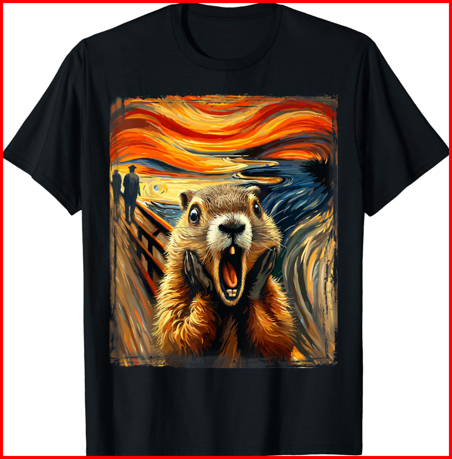 Scream Groundhog Artistic Groundhog Day Black T-Shirt S-5XL