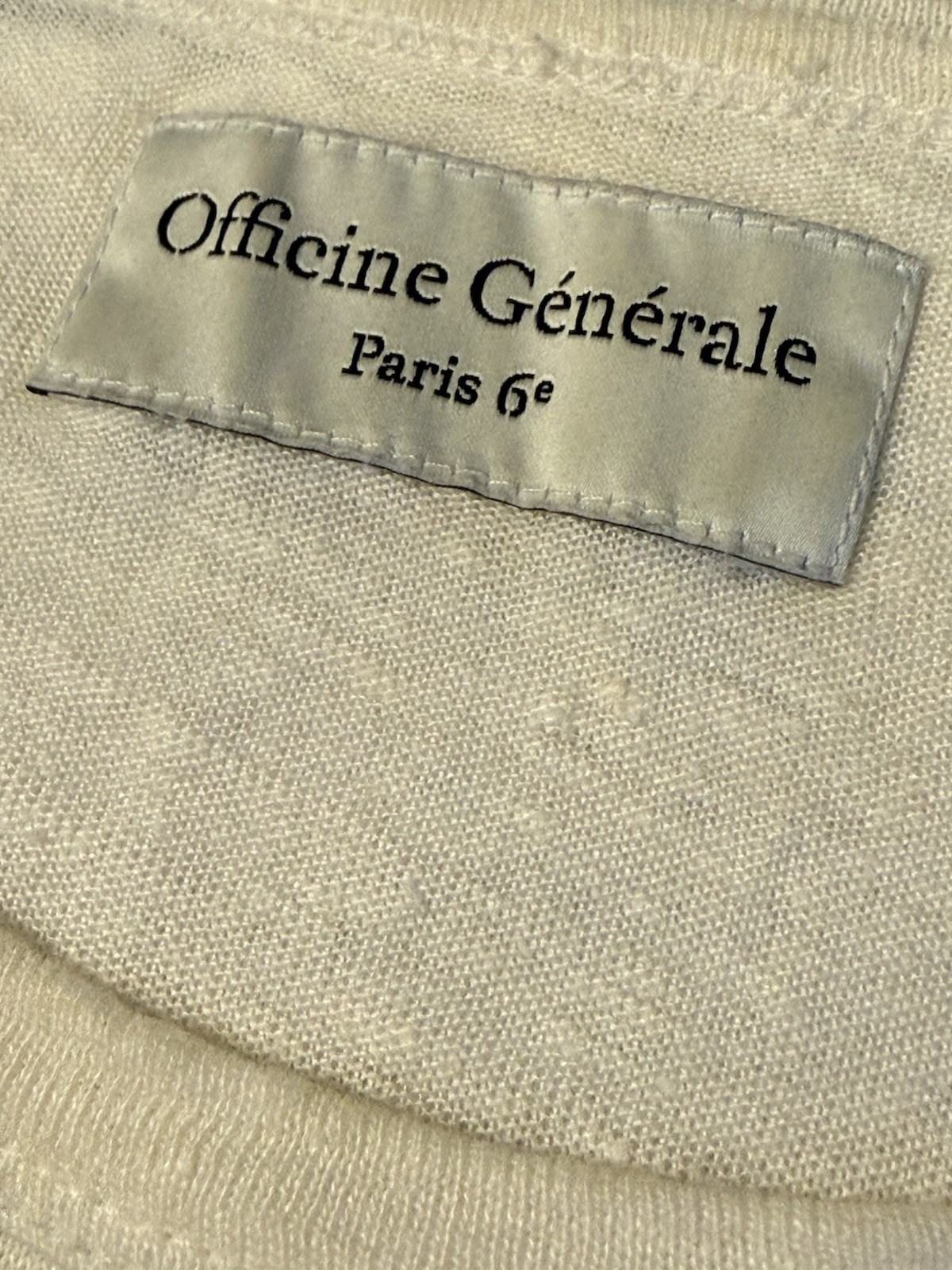 Officine Générale Ivory Linen Tee Shirt ~ XL ~ Made In Portugal ~ Mint!