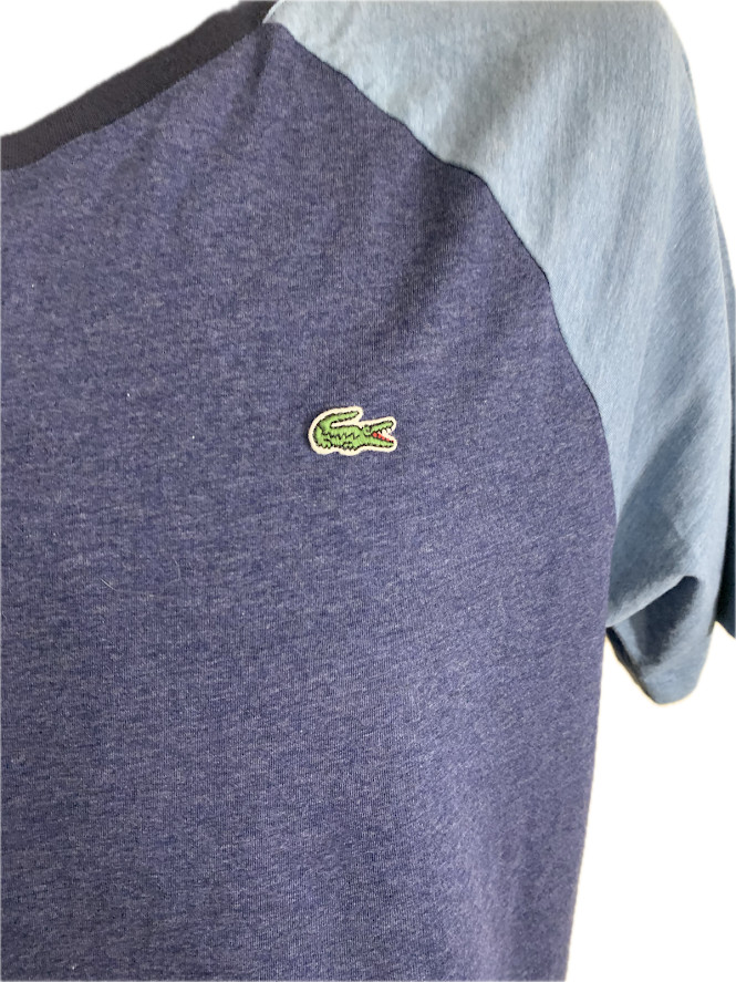 Lacoste Shirt Mens Size 6 Large XL NWT Blue Colorblock Raglan Tee Cotton Peru