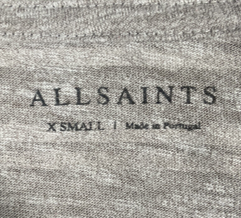 All Saints Light Beige Brown Striped Scoop Neck Short Sleeve TShirt Size XSmall