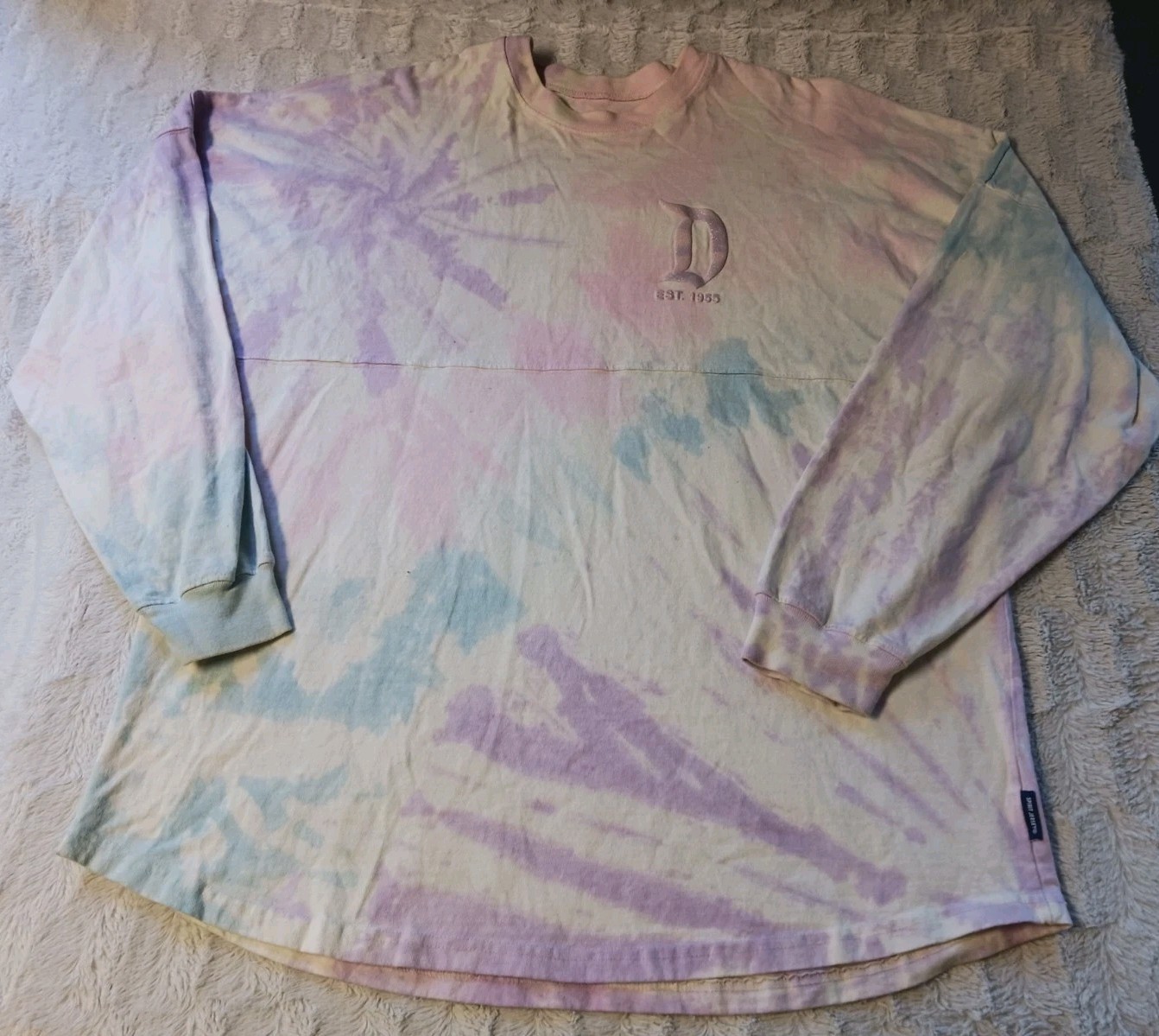 Disneyland Spirit Jersey T Shirt Adult XL Long Sleeve Pastel Pink/Purple Glitter