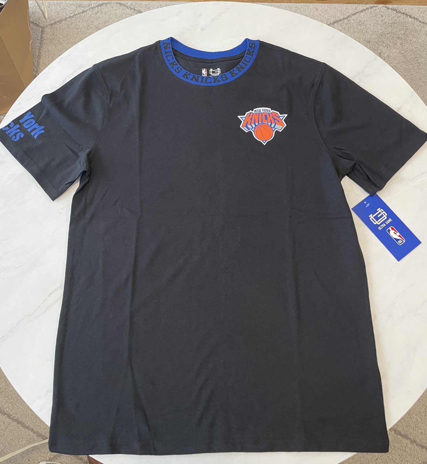 NWT New York NY Knicks Black Dead Ringer T-shirt Large NBA Basketball Ultra Game