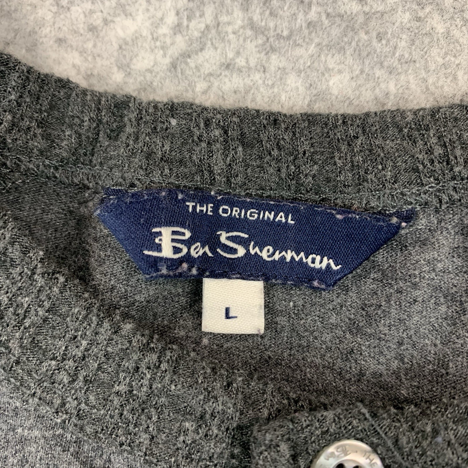 Ben Sherman Henley Shirt Size Large Gray The Original Long Sleeve Cotton