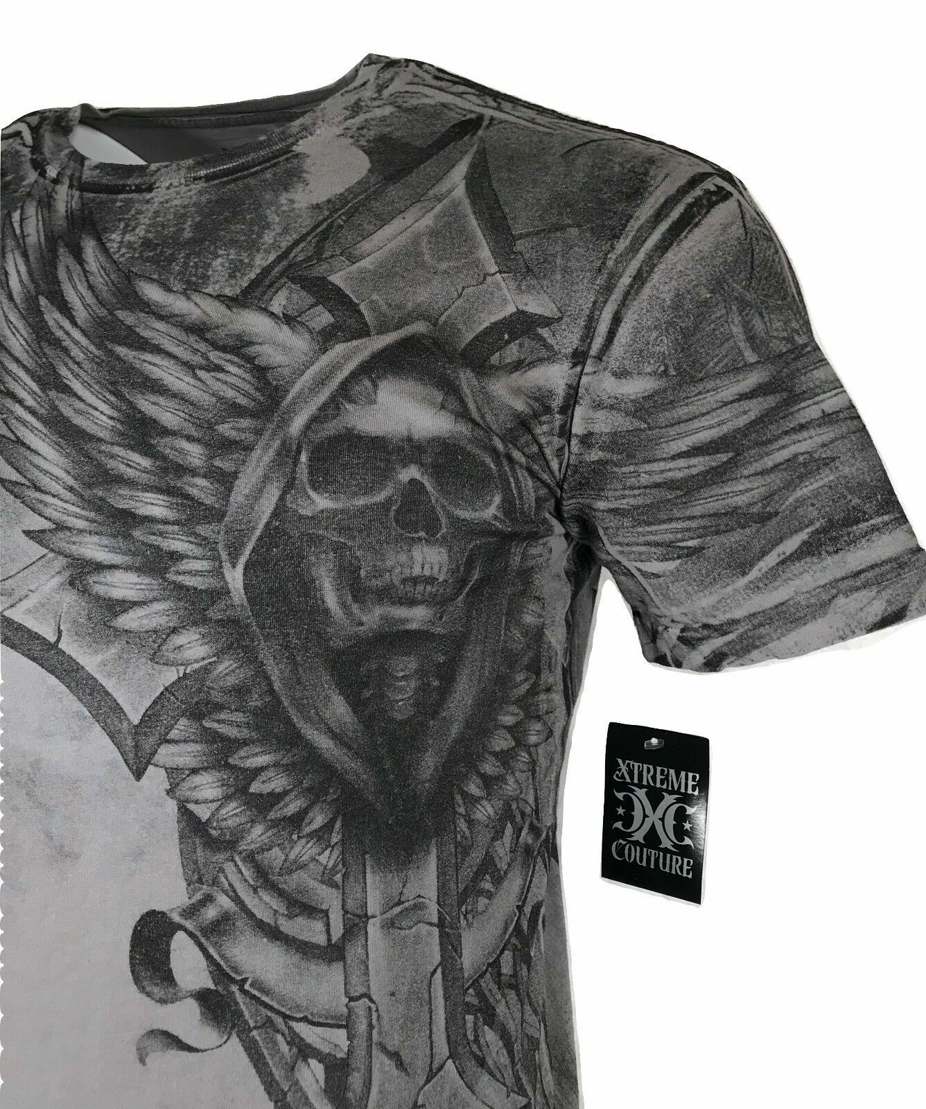 Xtreme Couture Affliction Men’s T-Shirt LAST SCREAM Gray Tattoo Biker S-5XL