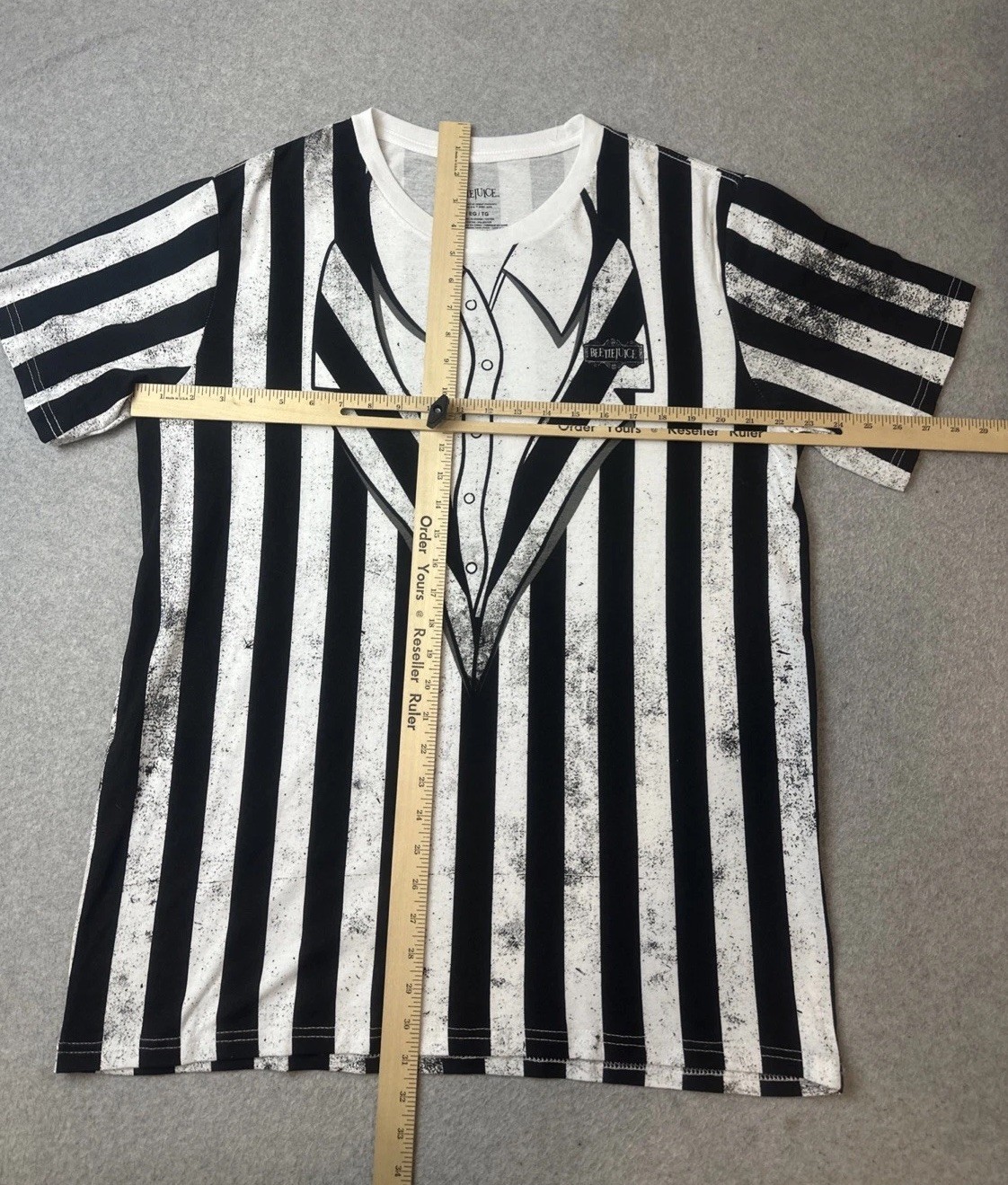 Beetlejuice All Over Print Tee Size XL Striped NWOT Warner Bros